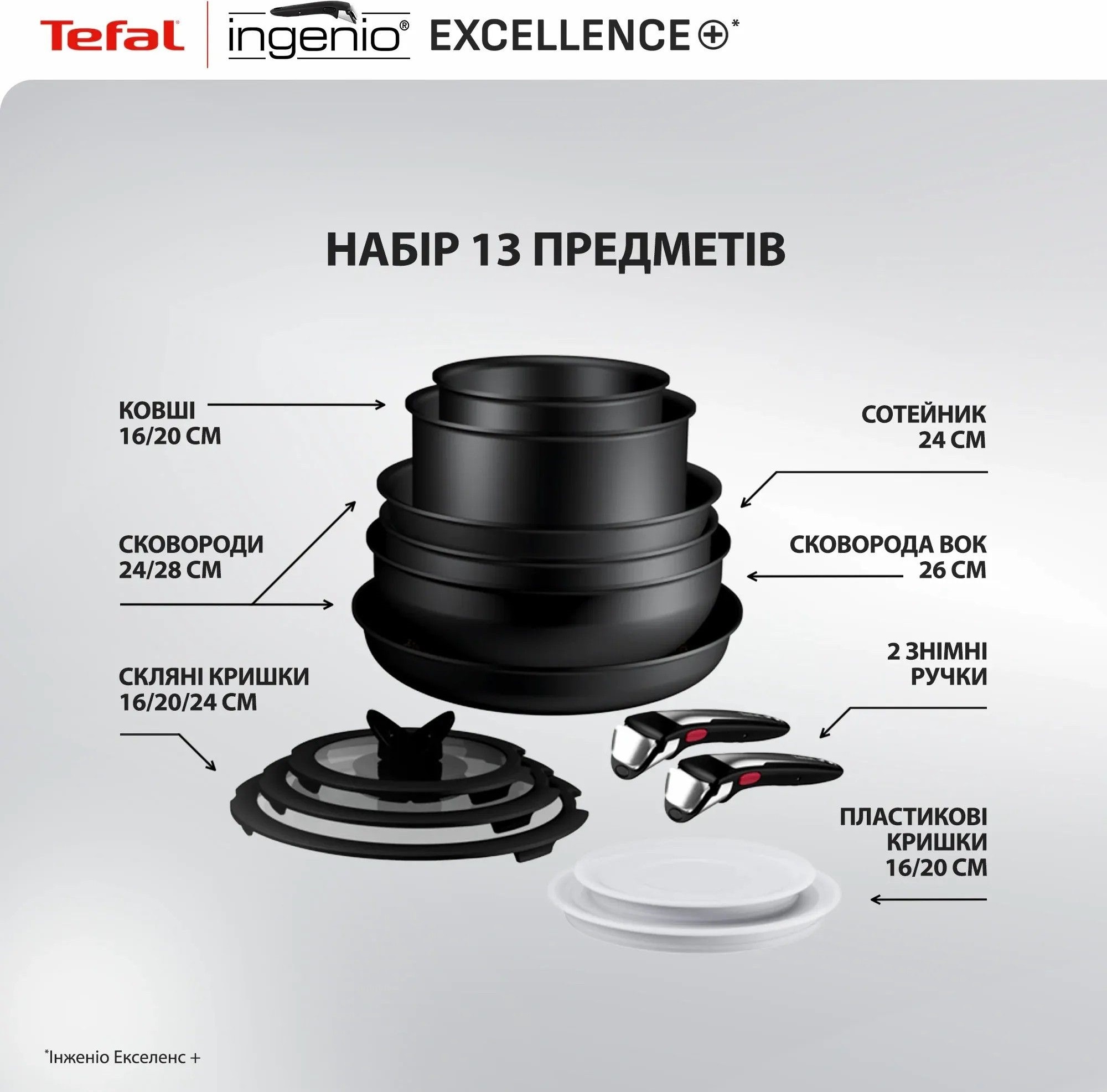 Набор посуды Tefal Ingenio Excellence+, 13 предметов (P0009753) фото 