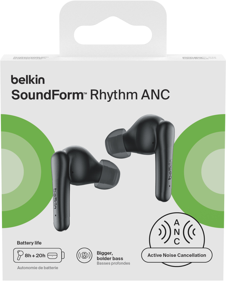 Навушники Belkin Soundform Rhythm True Wireless ANC Black (AUC015HQBK)фото
