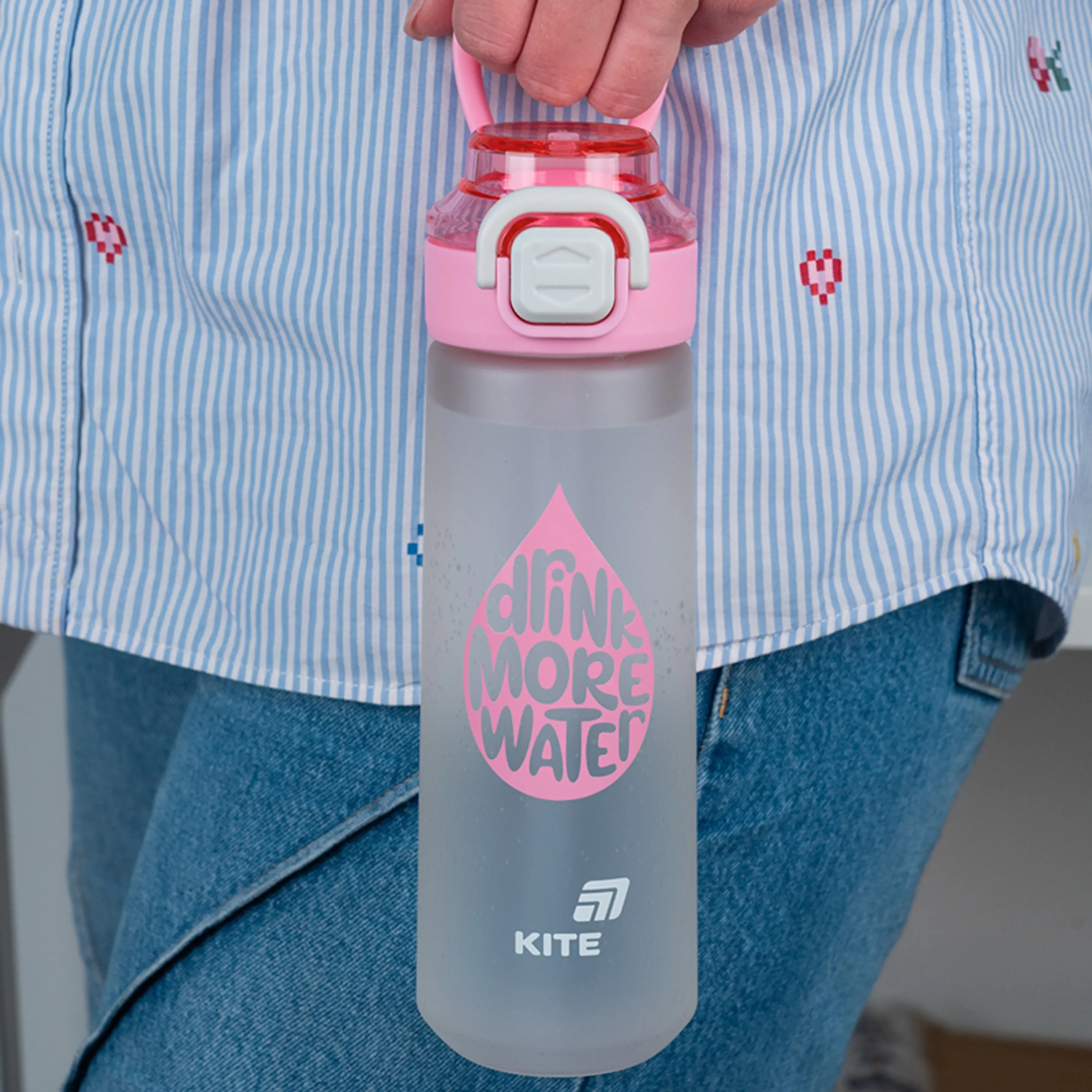 Пляшечка для води Kite, 760 мл, сіро-рожева (K25-1214-3)фото