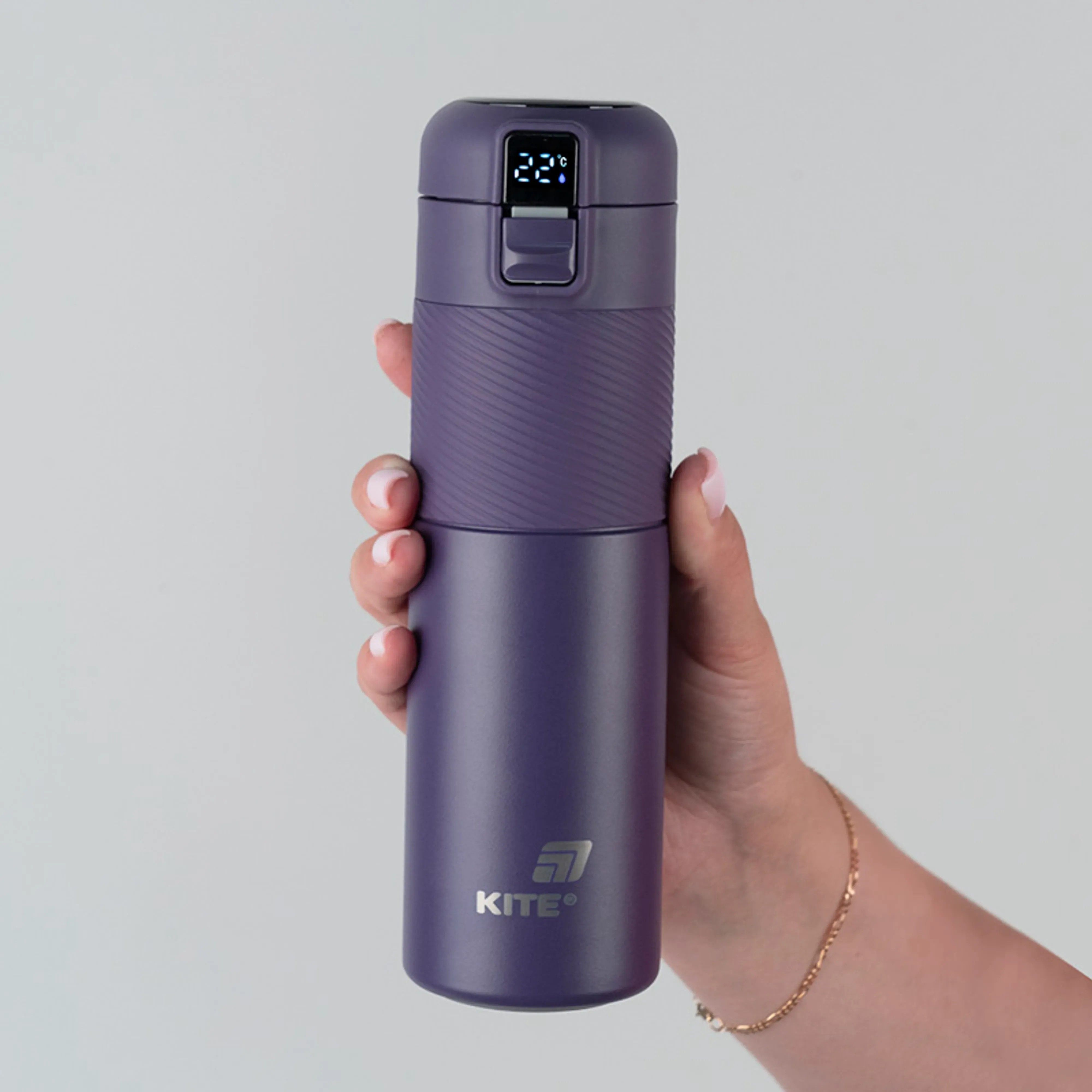 Термос Kite з термодатчиком 450 мл, фіолетовий (K25-1227-3)фото