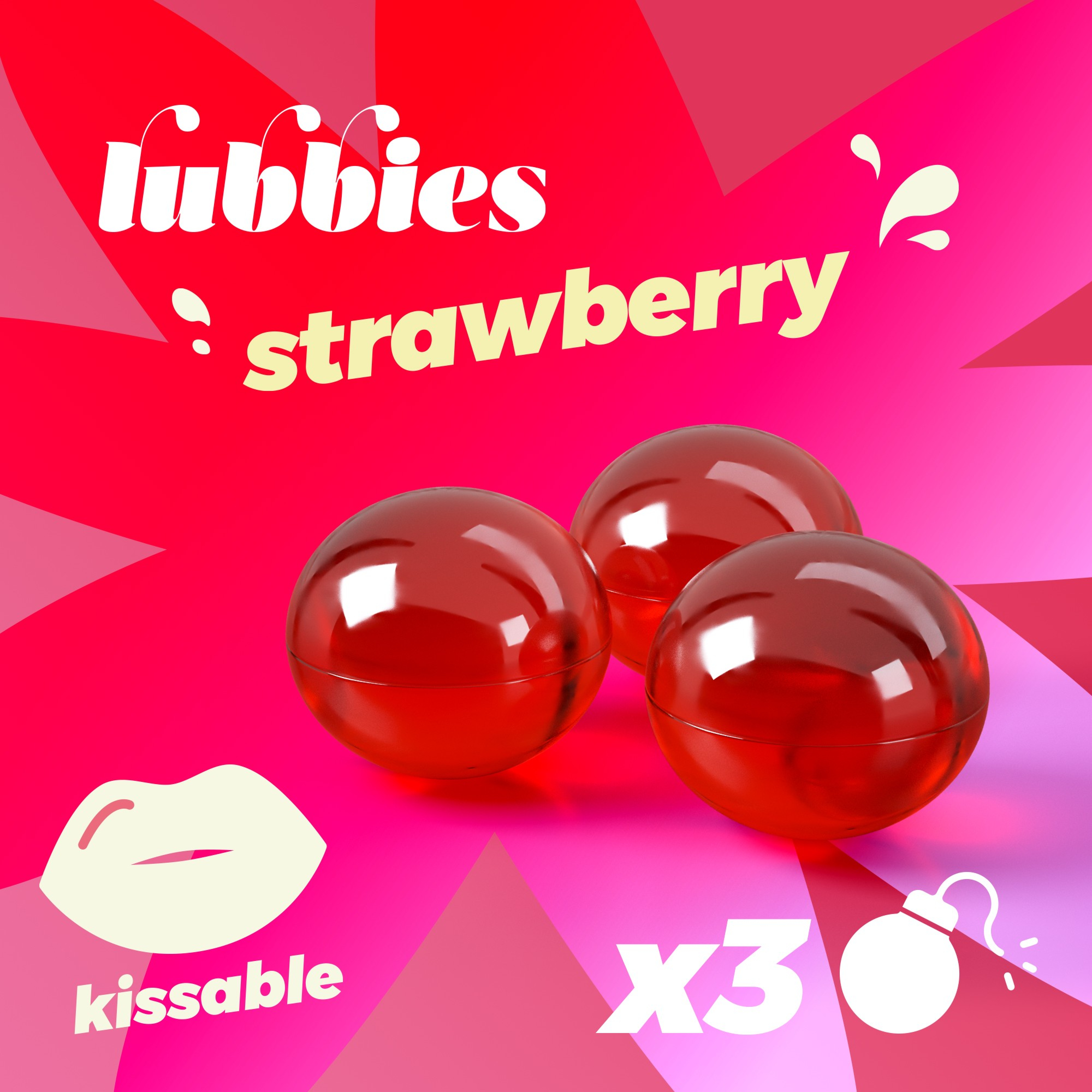 Массажные масляные шарики Crushious Lubbies Kissable клубника 3 шт фото5