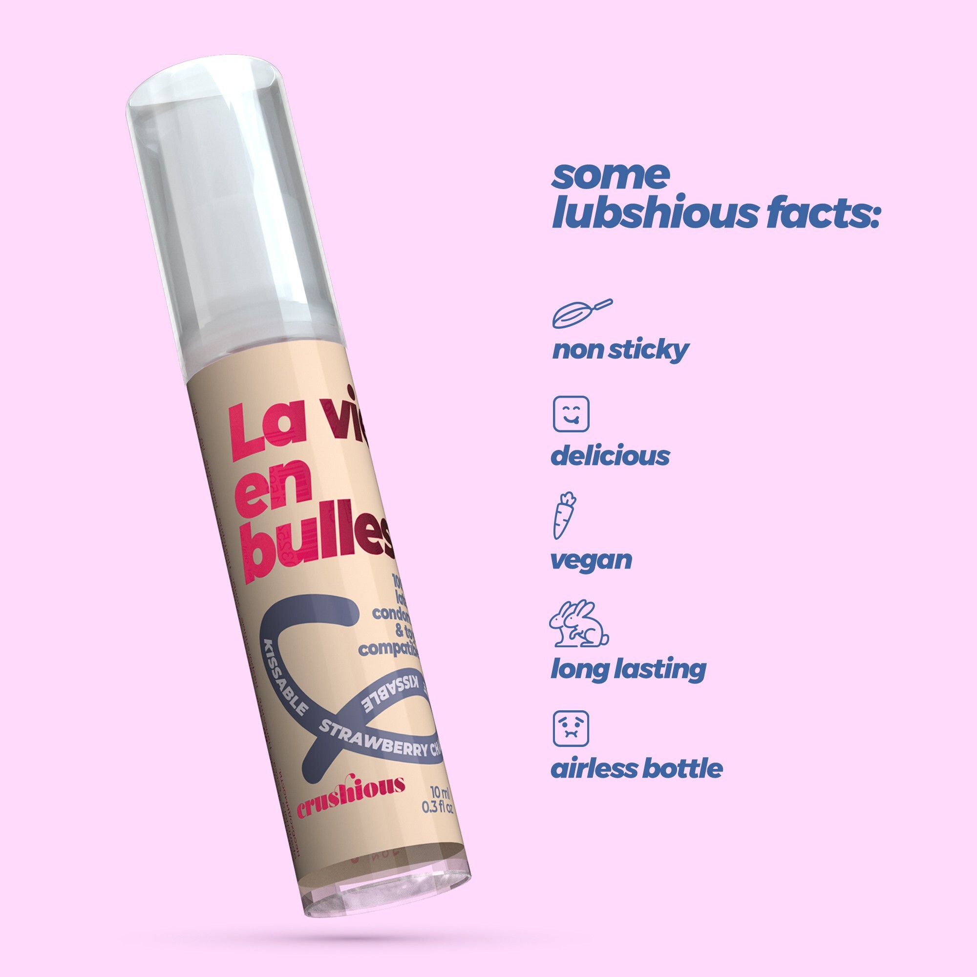 Лубрикант оральный Crushious Steal My Kisses со вкусом клубничного шампанского 10 мл фото 