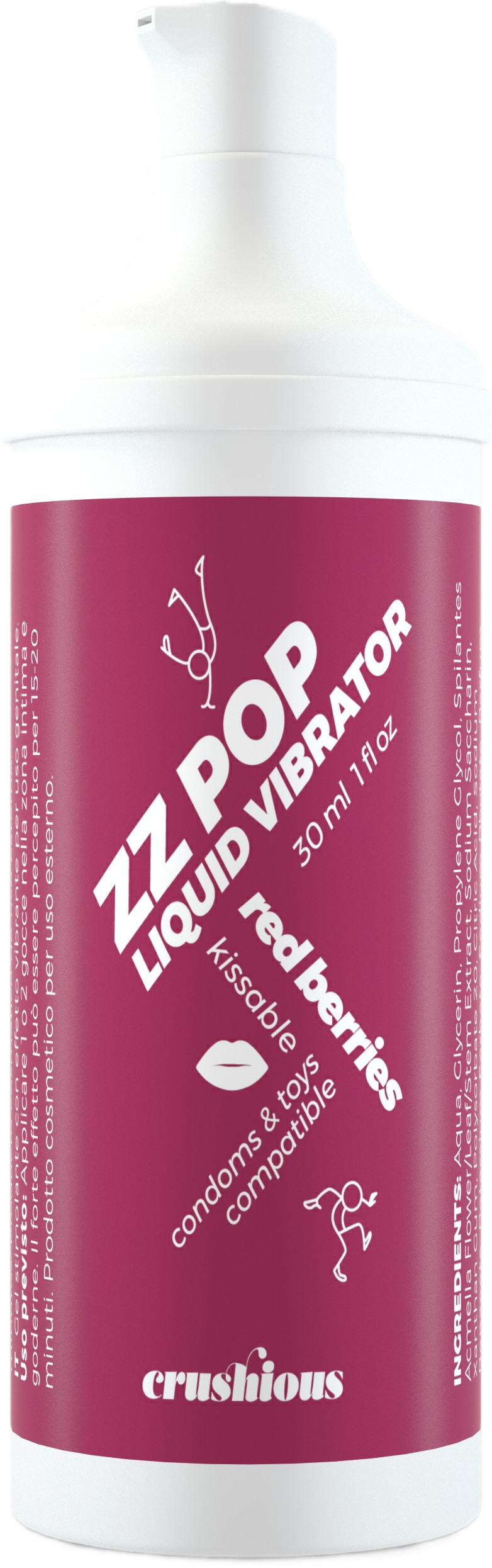 Жидкий вибратор Crushious Zz Pop с ароматом красных ягод 30 мл фото 