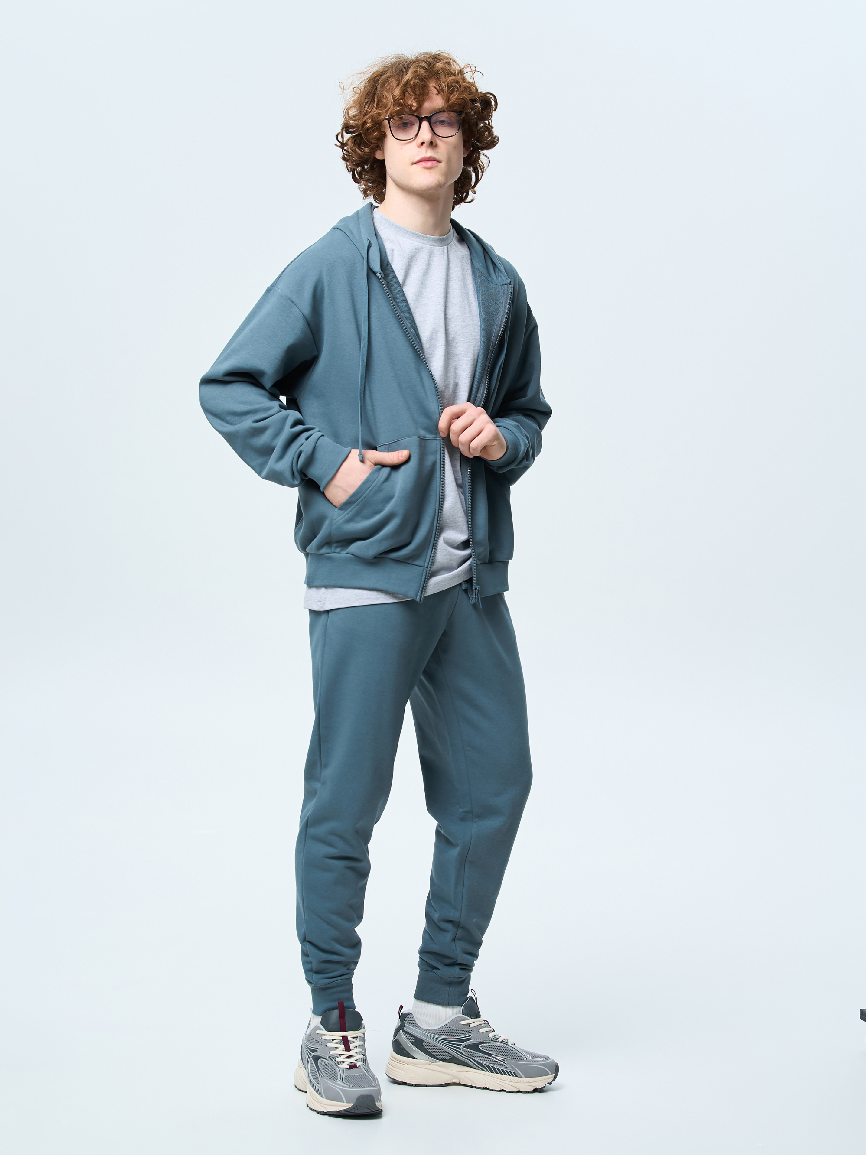 Худі на молнії чоловіче Roza 211140 XL темно-бірюзовефото