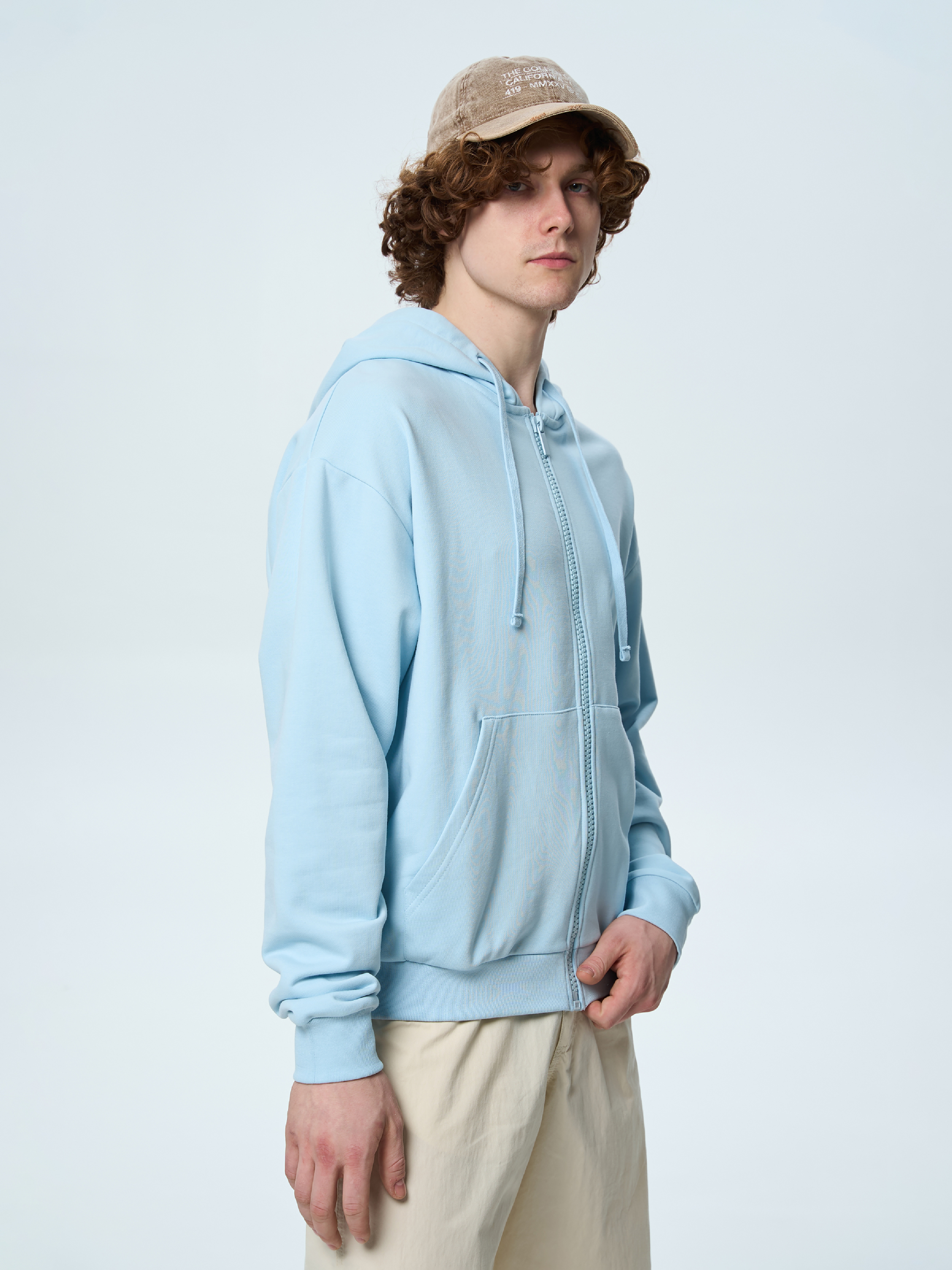 Худі на молнії чоловіче Roza 211140 L сіро-блакитнефото