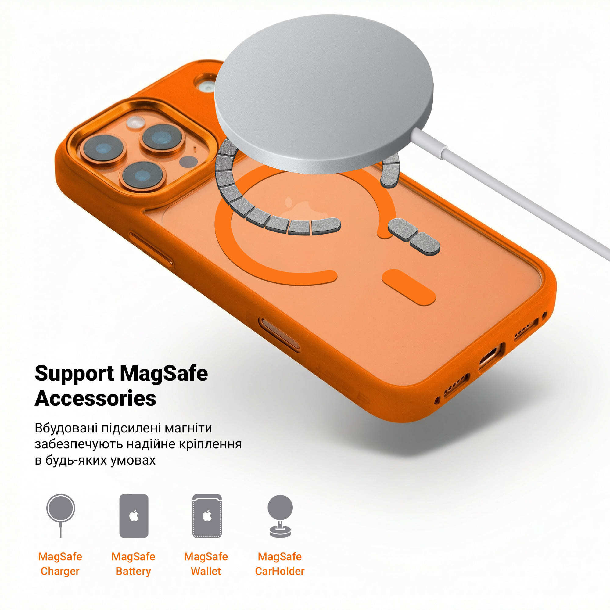 Чехол ArmorStandart Unit-C MagCase для Apple iPhone 17 Pro Orange (ARM86624) фото 