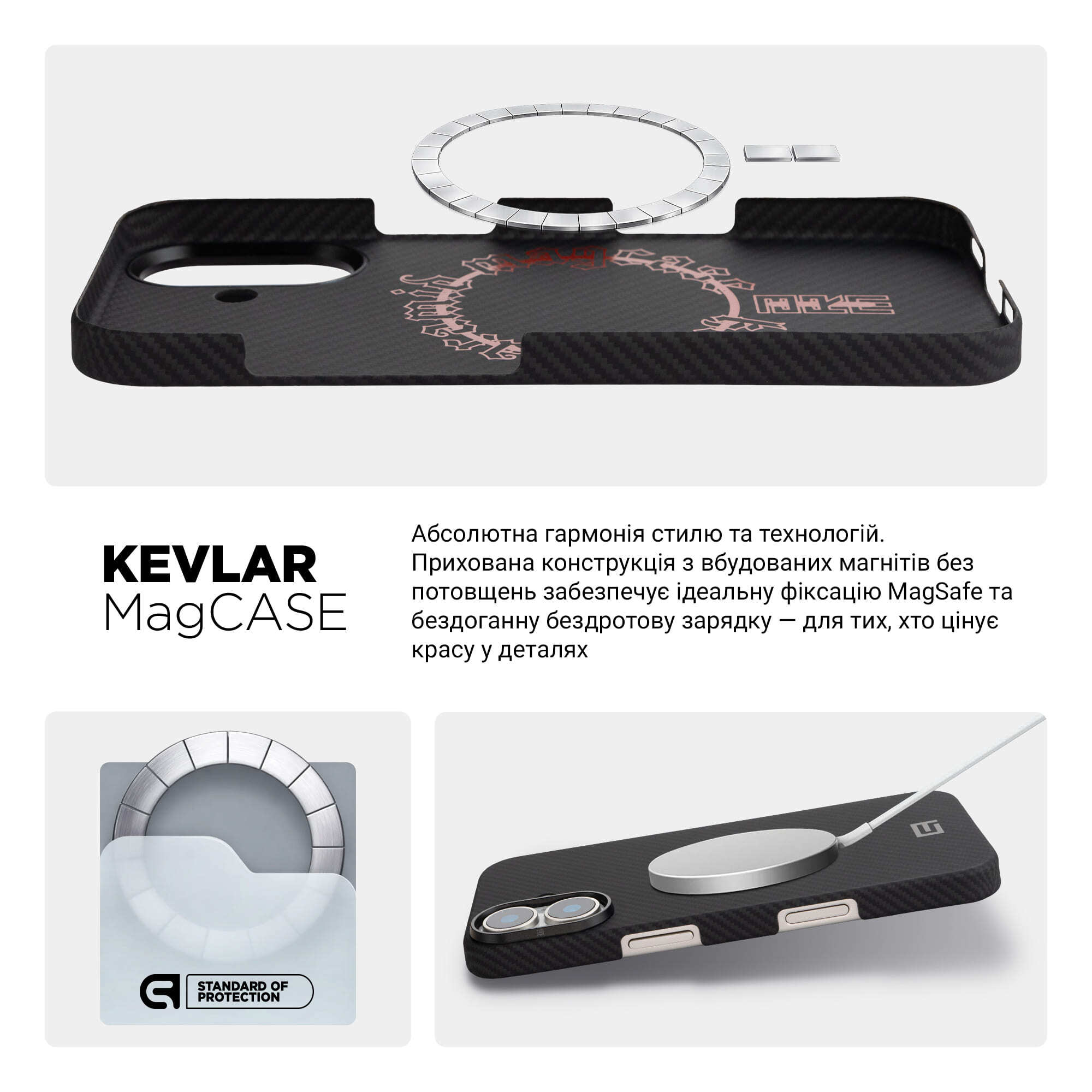 Чехол ArmorStandart BlackIcon Aramid Twill MagCase для Apple iPhone 17 Black (ARM90148) фото 