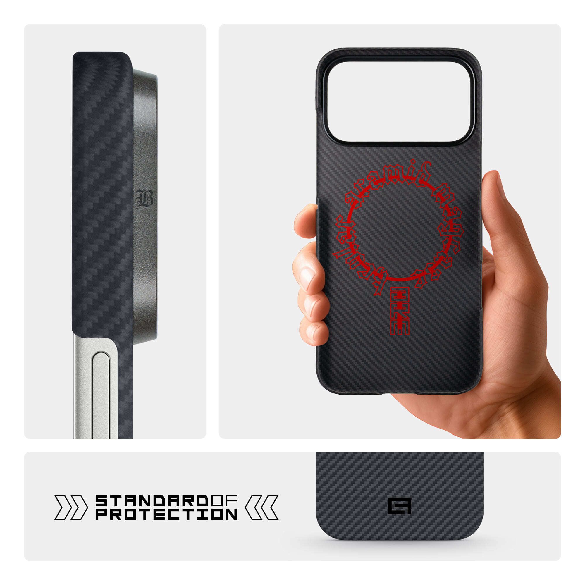Чехол ArmorStandart BlackIcon Aramid Twill MagCase для Apple iPhone 17 Pro Max Black (ARM90150) фото