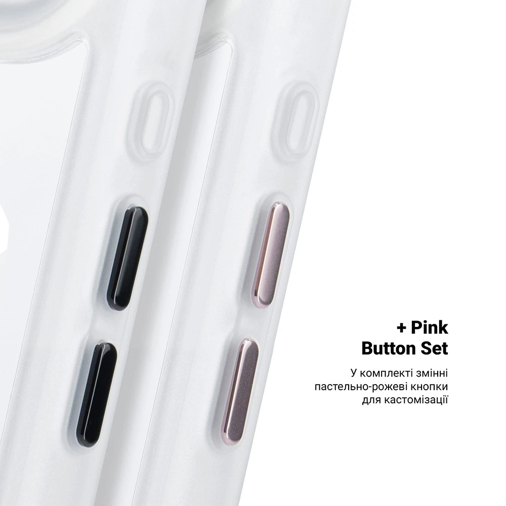Чехол ArmorStandart Unit MagCase для Apple iPhone 17 Air Matte Clear Silver + Pink Button Set (ARM90584) фото