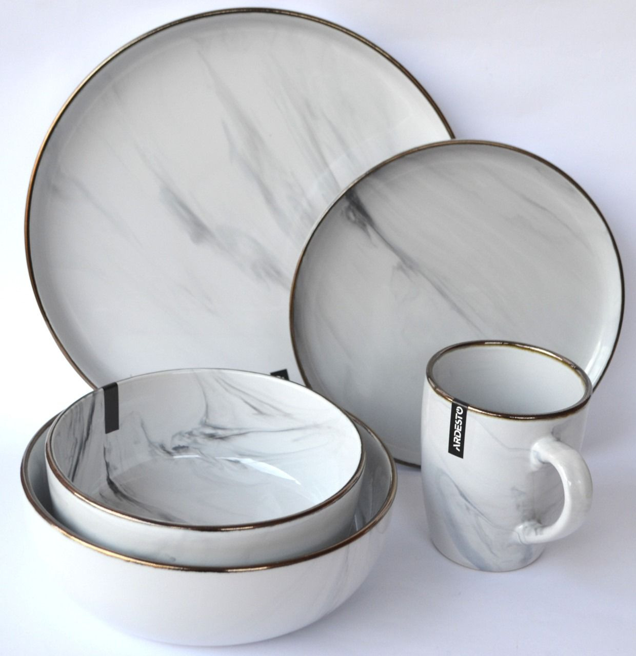 Набір десертних тарілок ARDESTO Marmo, 19 см, білий, 6шт (AR2919MRW-BOX)фото