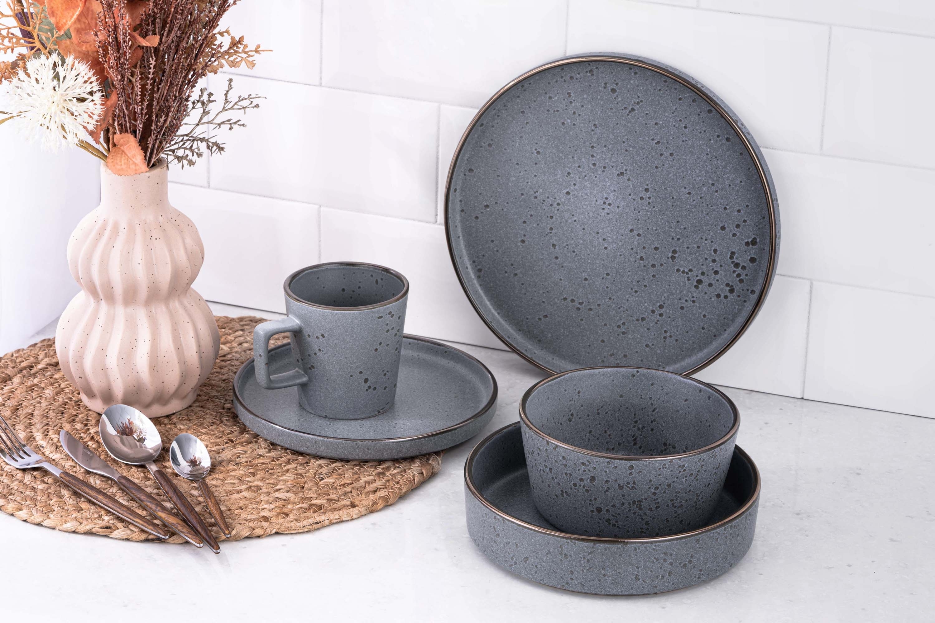 Набір обідніх тарілок ARDESTO Fasano, 26см, сірий, 6шт (AR0226FG-BOX)фото