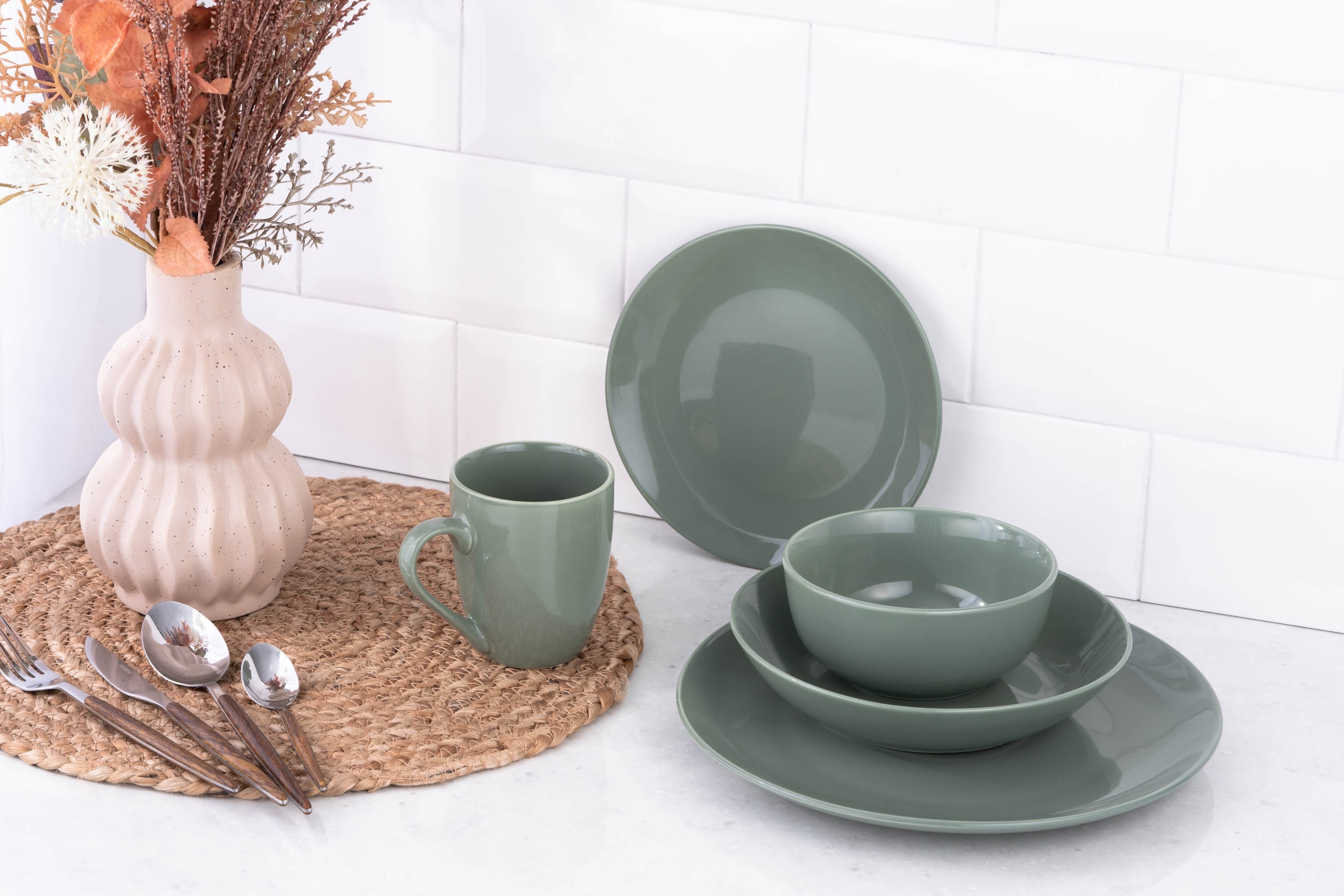 Набір десертних тарілок ARDESTO Capri, 19.2см, зелений, 6шт (AR0519CG-BOX)фото