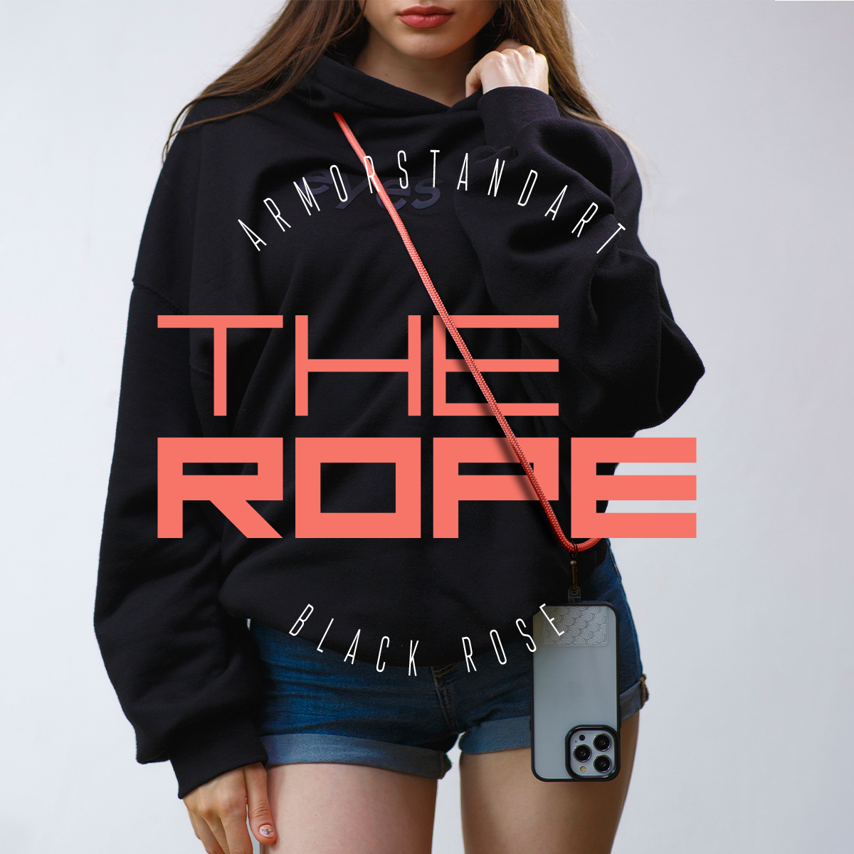 Ремешок для смартфона ArmorStandart Rope Black Rose with Clear holder (ARM86563) фото 