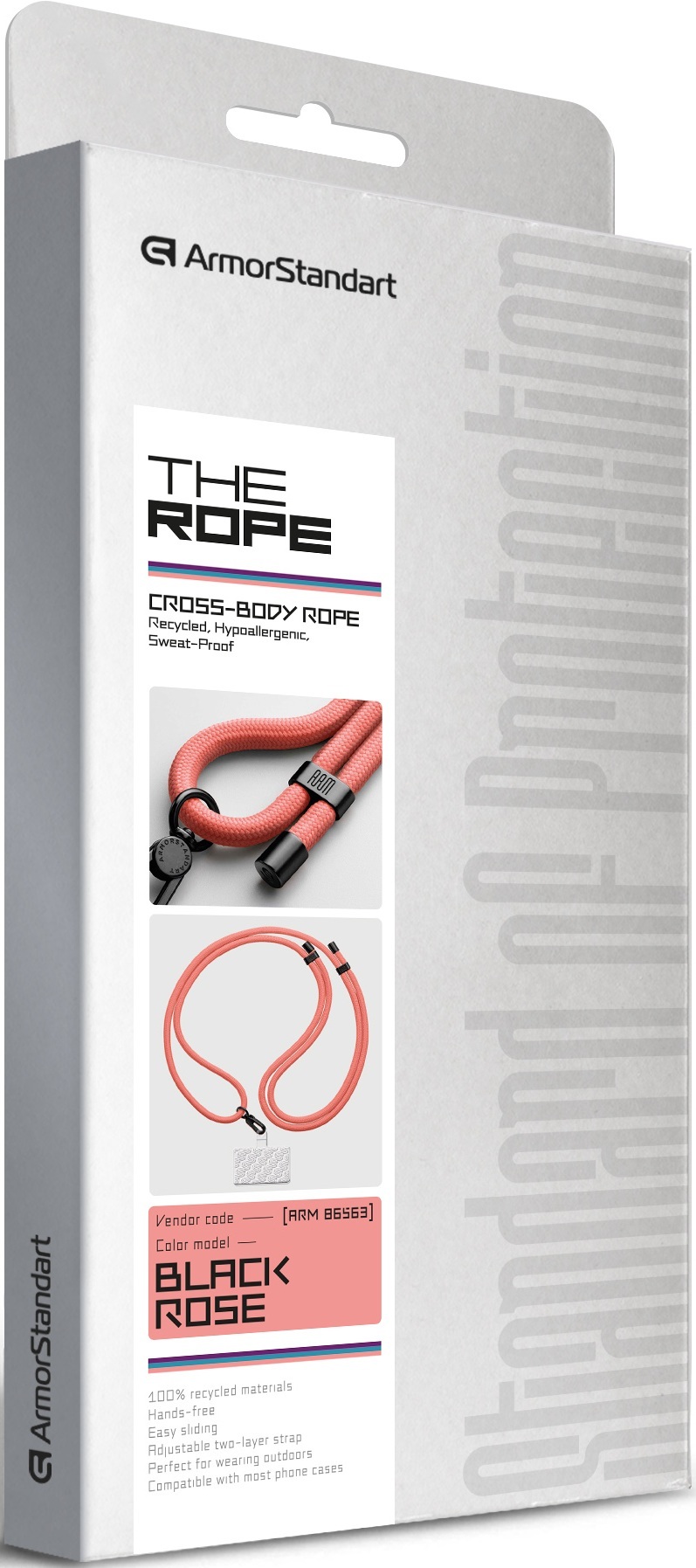 Ремешок для смартфона ArmorStandart Rope Black Rose with Clear holder (ARM86563) фото 