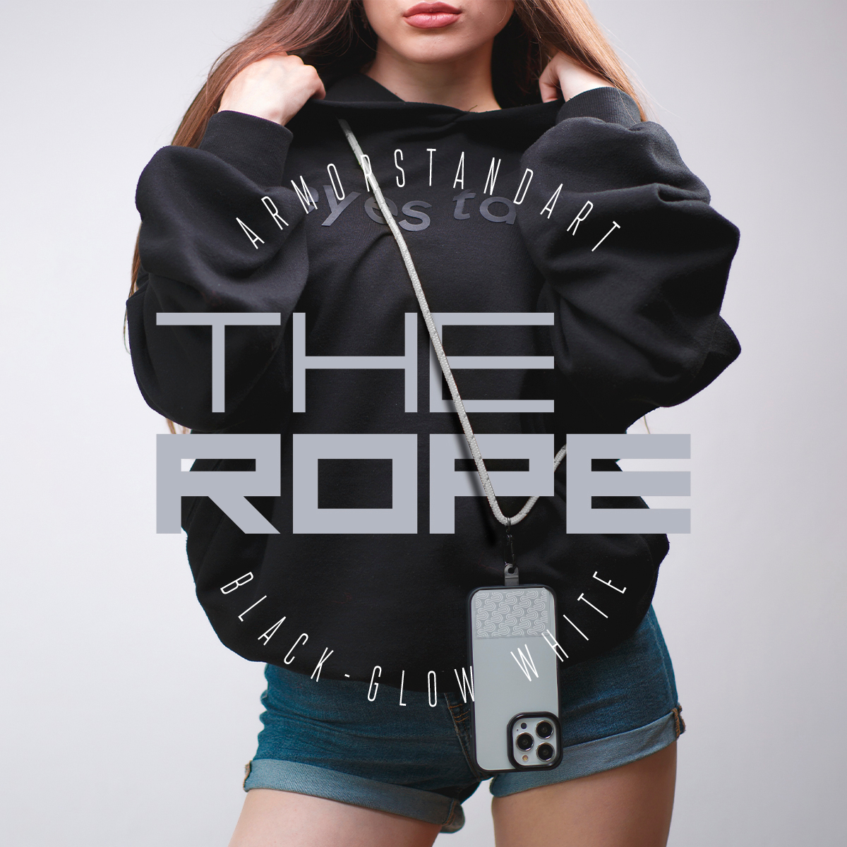 Ремешок для смартфона ArmorStandart Rope Black GlowWhite with Clear holder (ARM86565) фото 