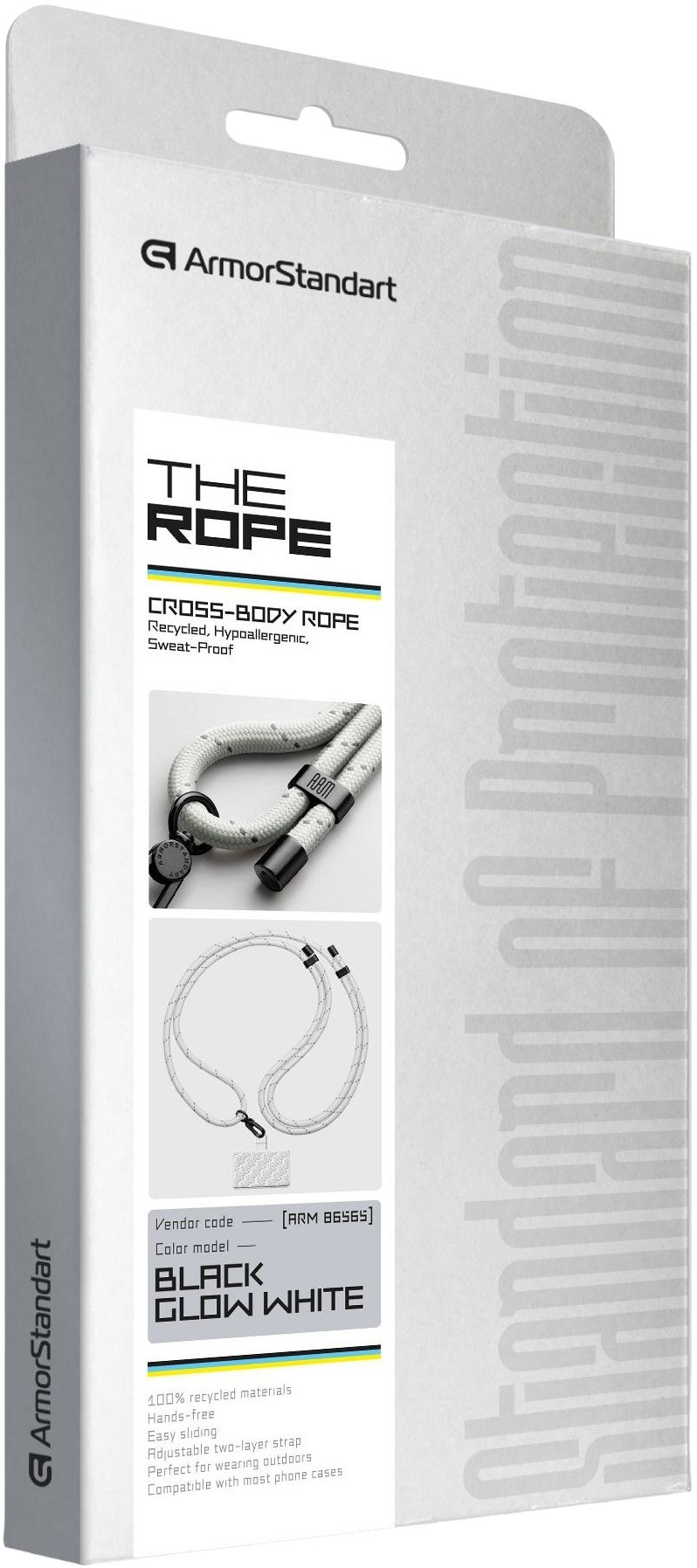 Ремешок для смартфона ArmorStandart Rope Black GlowWhite with Clear holder (ARM86565) фото 