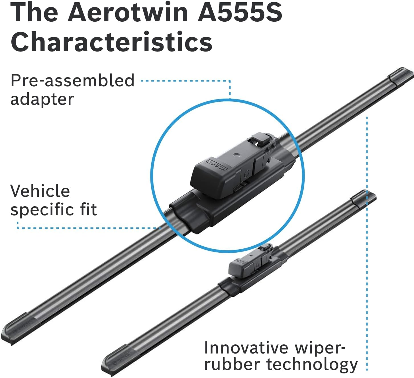 Комплект щеток стеклоочистителя Bosch Aerotwin бескаркасный 600/400мм (3 397 007 555) фото 