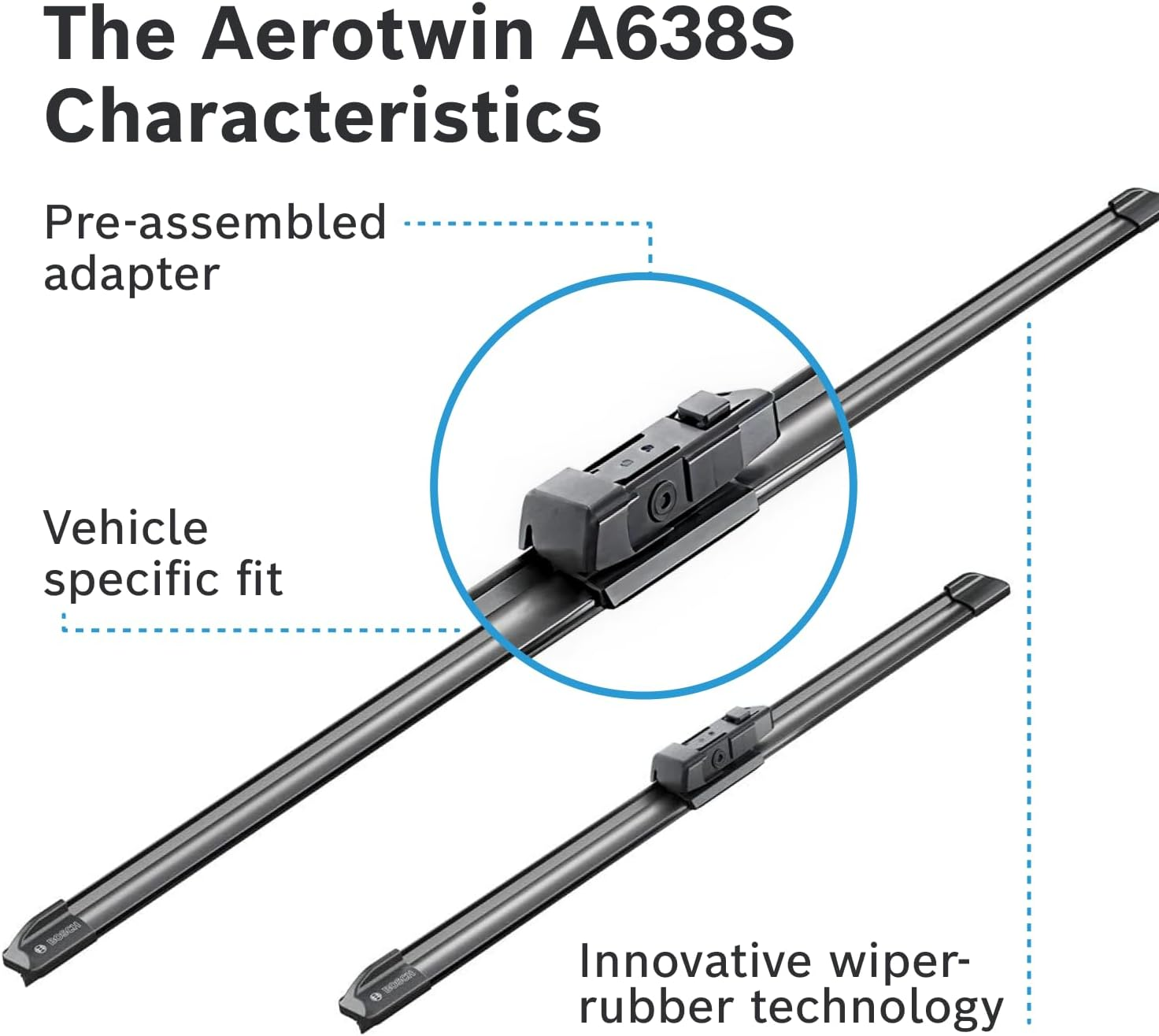 Комплект щеток стеклоочистителя Bosch Aerotwin бескаркасный 650/530мм(3 397 007 638) фото 