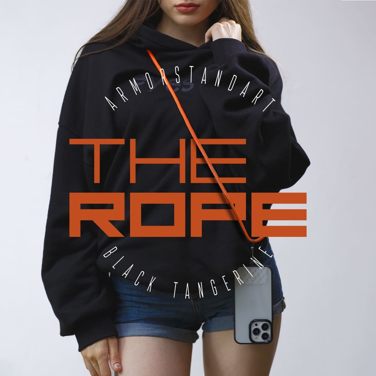 Ремешок для смартфона ArmorStandart Rope Black Tangerine with Clear holder (ARM86430) фото 