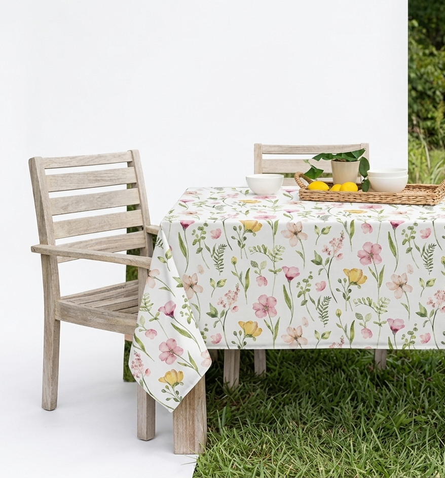 Скатерть ARDESTO Spring flowers 120х140см, белый (ART07FL) фото 