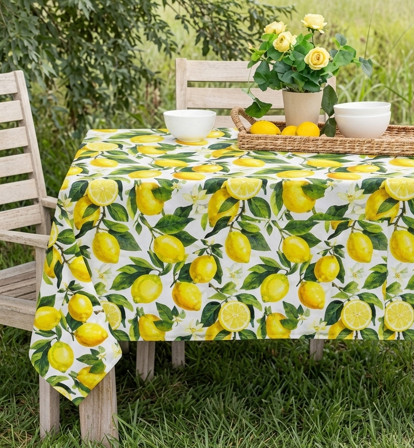 Скатерть ARDESTO Sicilian lemons 120х140см, зеленый (ART07LM) фото 