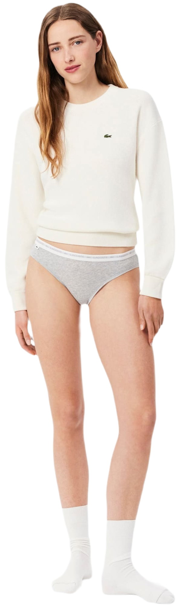 Набор трусов-слипов женских Lacoste 8F1338 XS 3 шт. серые/белые/черные фото 