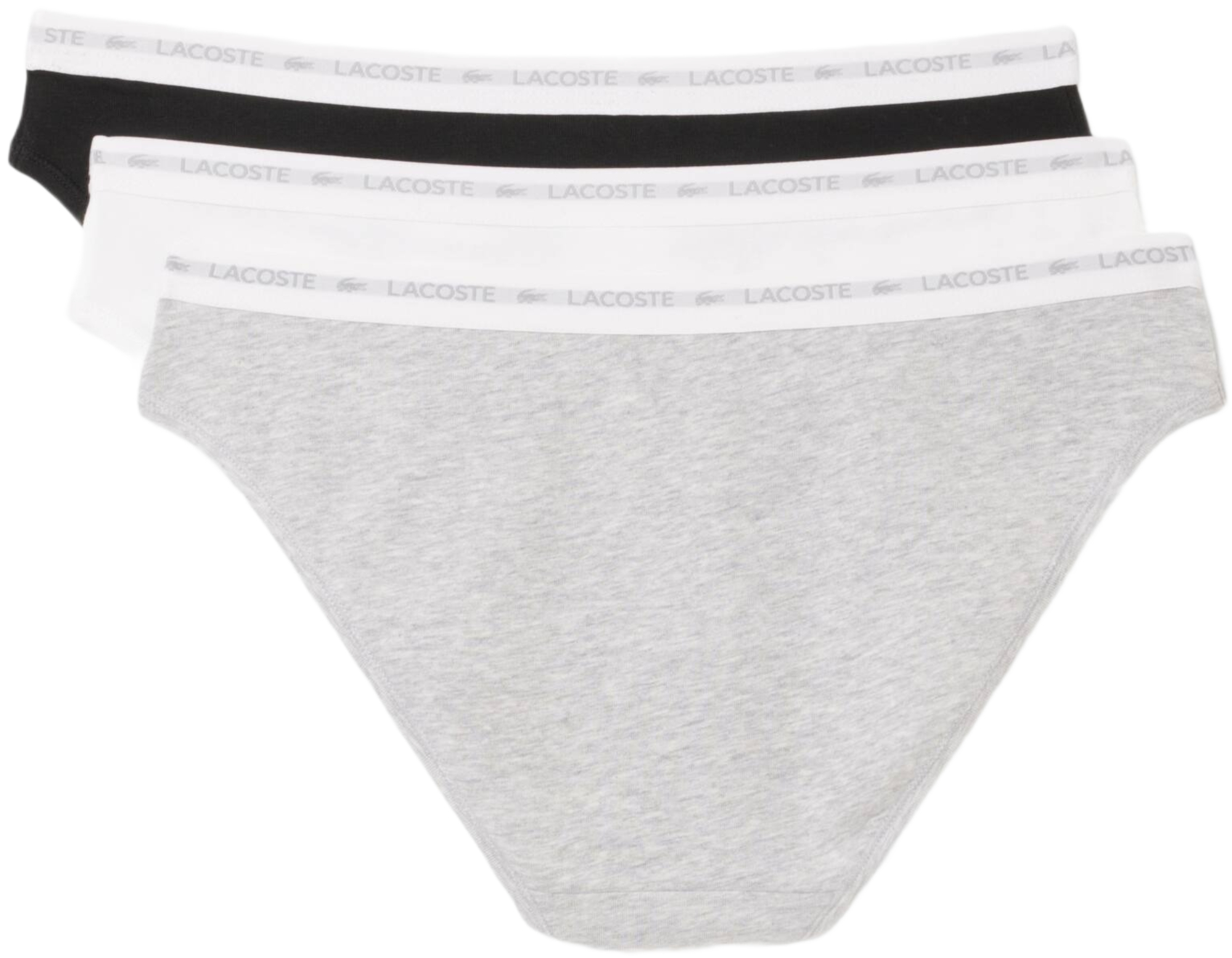 Набор трусов-слипов женских Lacoste 8F1338 XS 3 шт. серые/белые/черные фото 