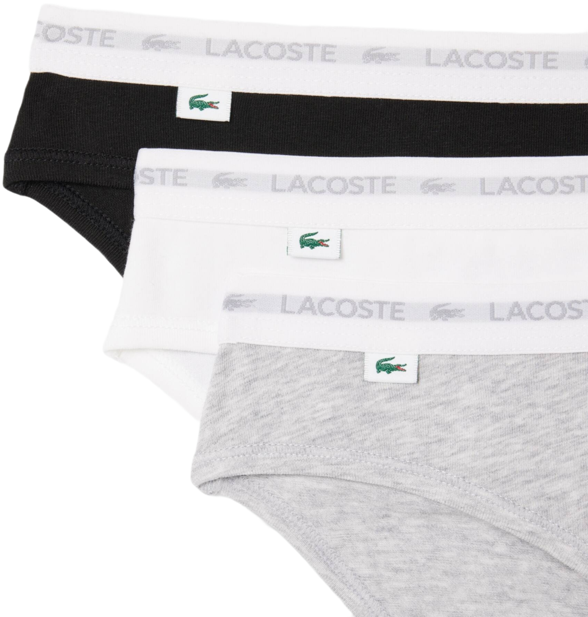 Набор трусов-слипов женских Lacoste 8F1338 XS 3 шт. серые/белые/черные фото 