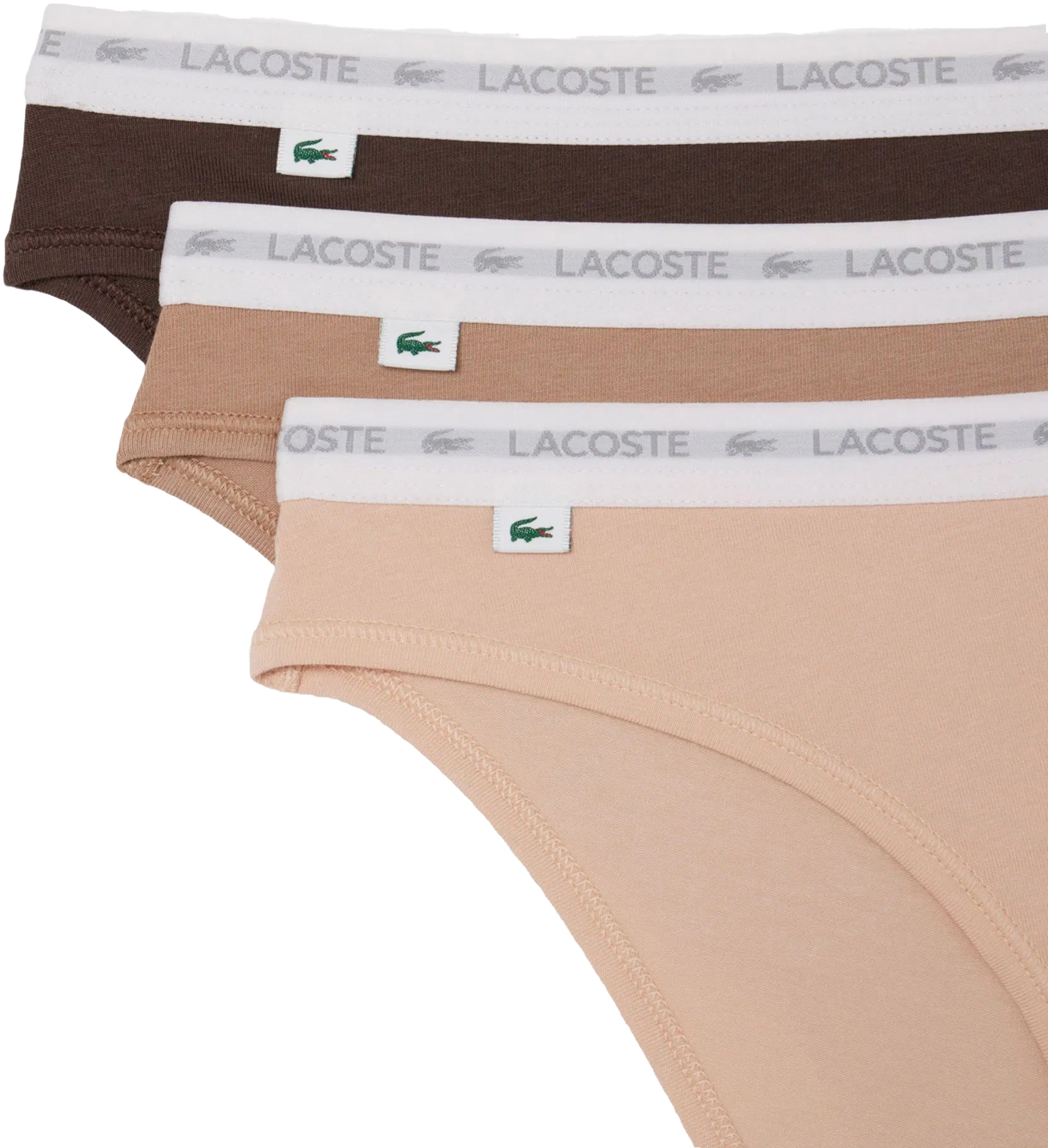 Набір трусів-сліпів жіночих Lacoste 8F1338 XL 3шт. бежеві/світло-коричневі/коричневіфото3