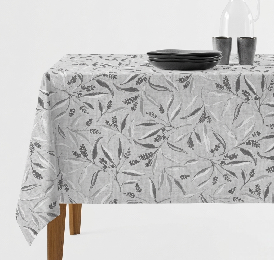 Скатерть ARDESTO Grey leaves 140х180см, серый (ART08GL) фото 