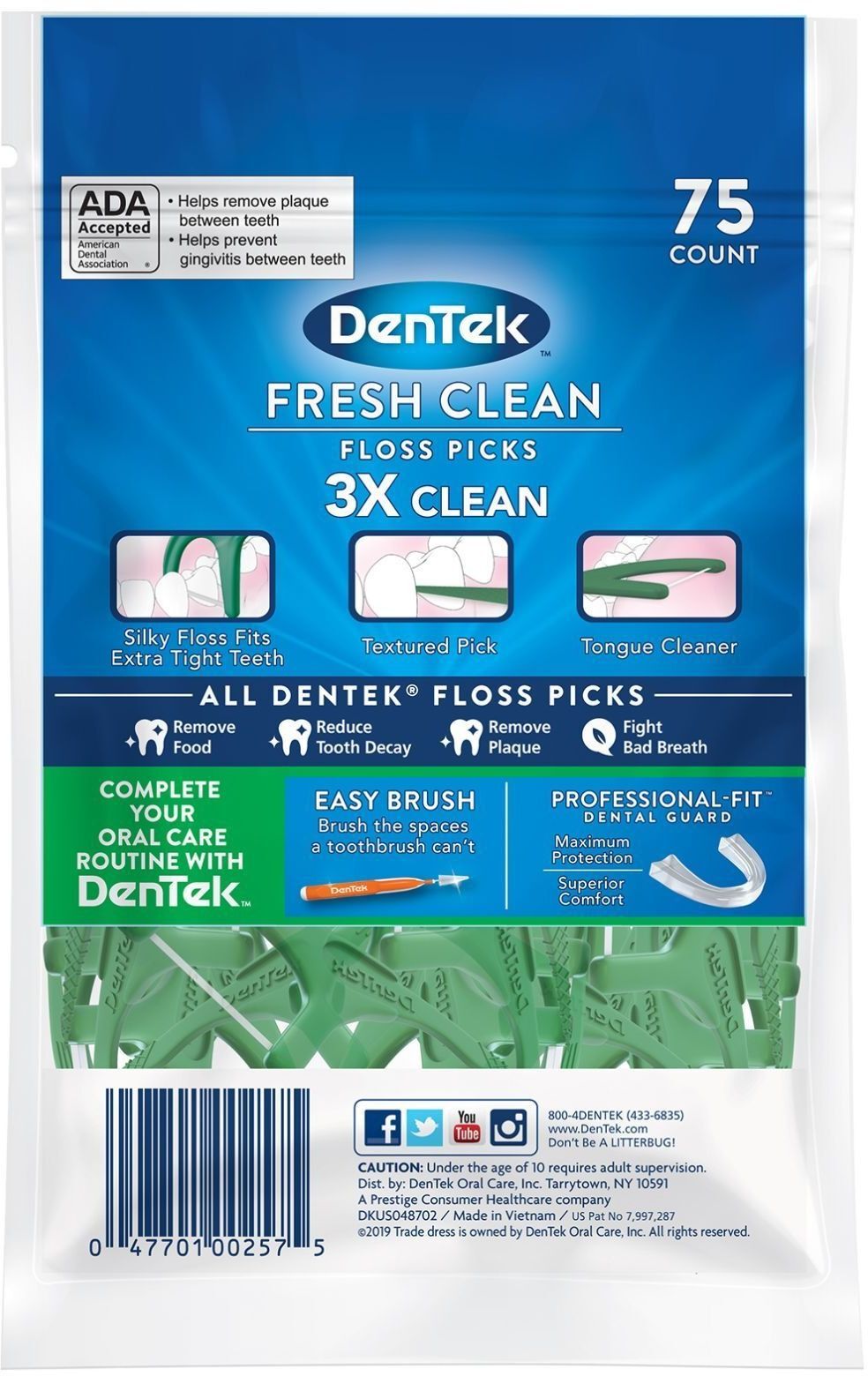 Флос-зубочистки DenTek Освіжаюче очищення 75 штфото