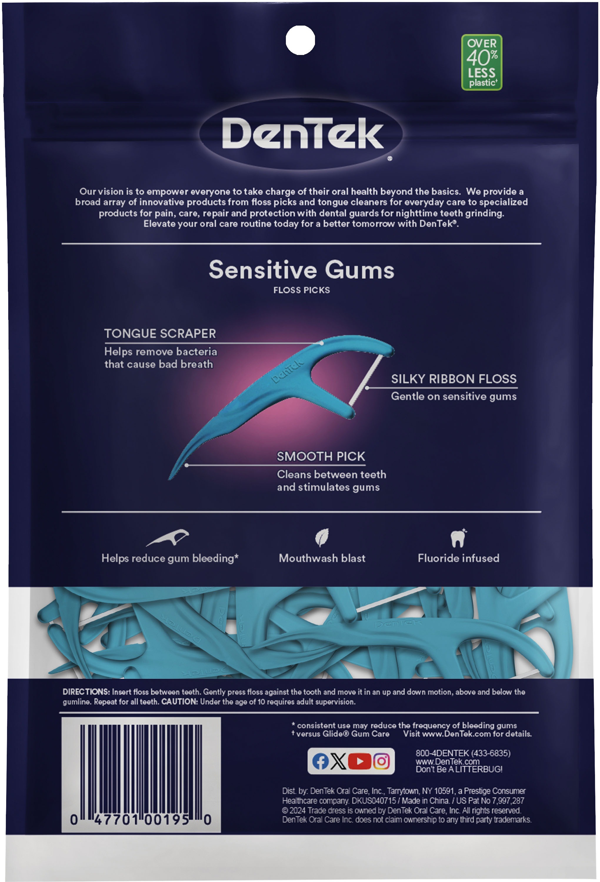 Флос-зубочистки DenTek Comfort Clean комфортне очищення 150 штфото