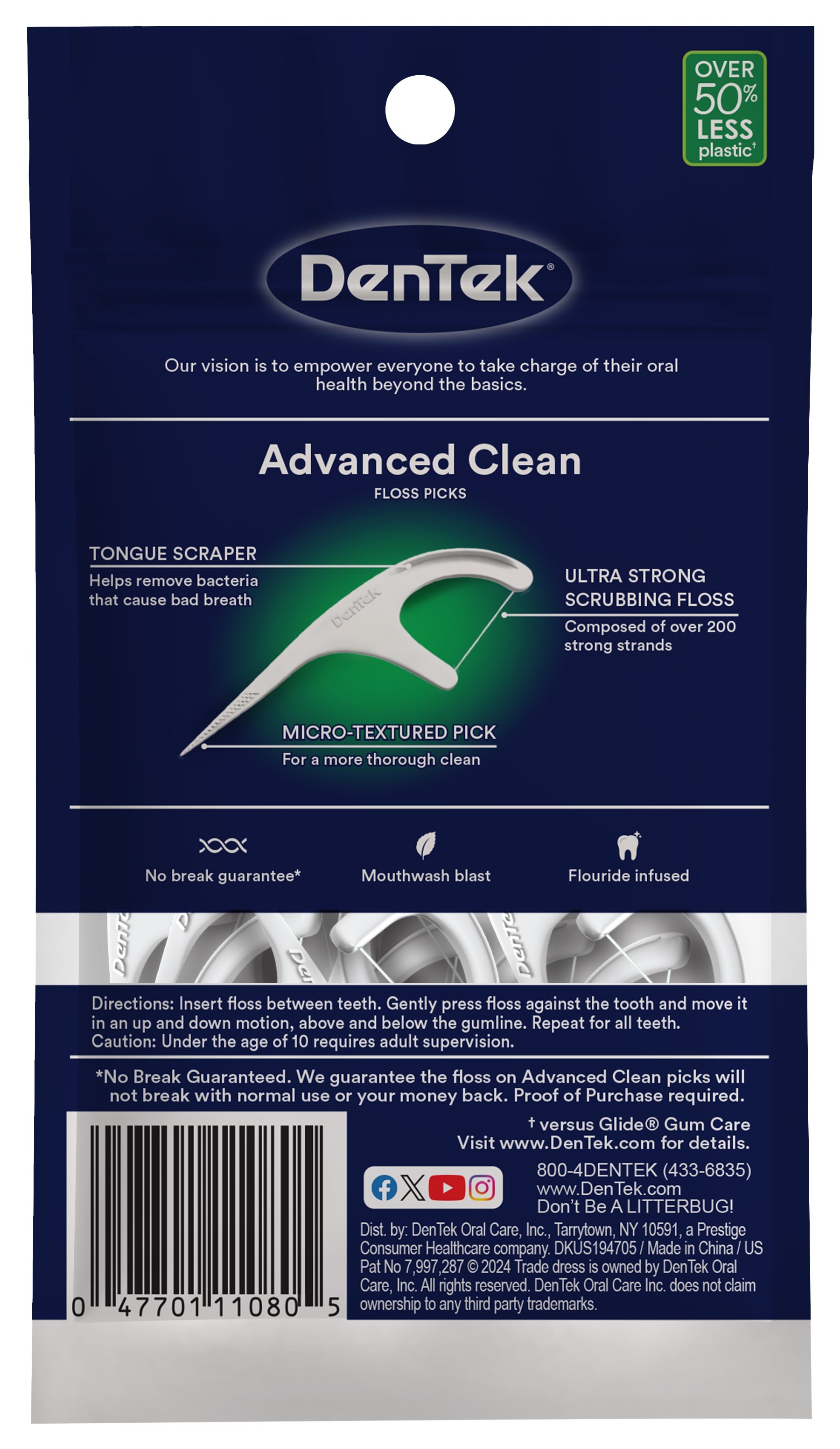 Флос-зубочистки DenTek Triple Clean тройная очистка 20 шт фото 