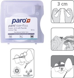 Зубной флосс Paro Riser-Floss вощен с мятой и фтором 50 м. фото 