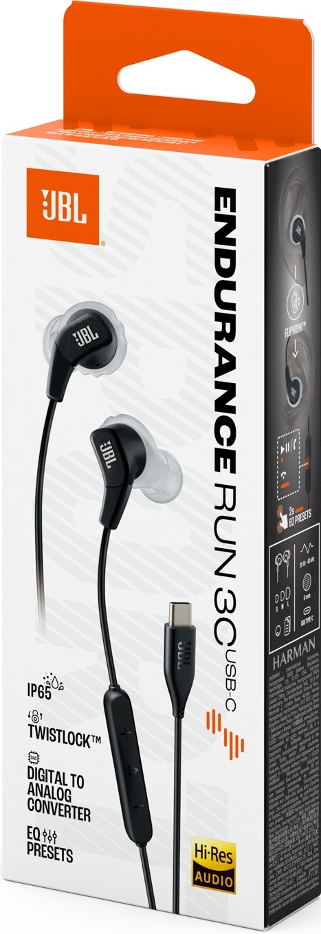 Наушники JBL Endurance Run 3 3C USB-C Black (JBLENDURRUN3CBLKG) фото 