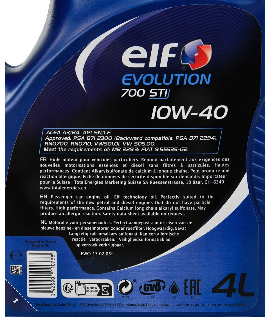 Олива моторна ELF Evolution 700 STI 10W-40 4л (12-4 STI) (214120)фото