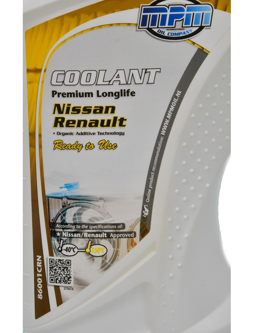 Антифриз MPM Premium Longlife Renault/Nissan жовтий -40°C 1л (86001CRN)фото