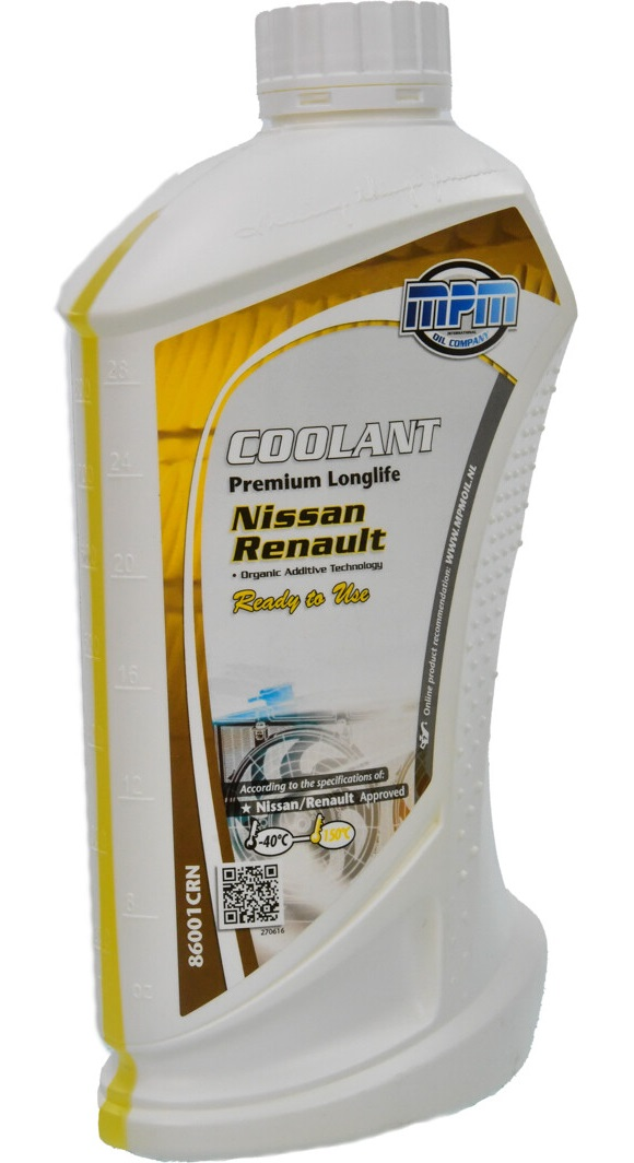 Антифриз MPM Premium Longlife Renault/Nissan жовтий -40°C 1л (86001CRN)фото