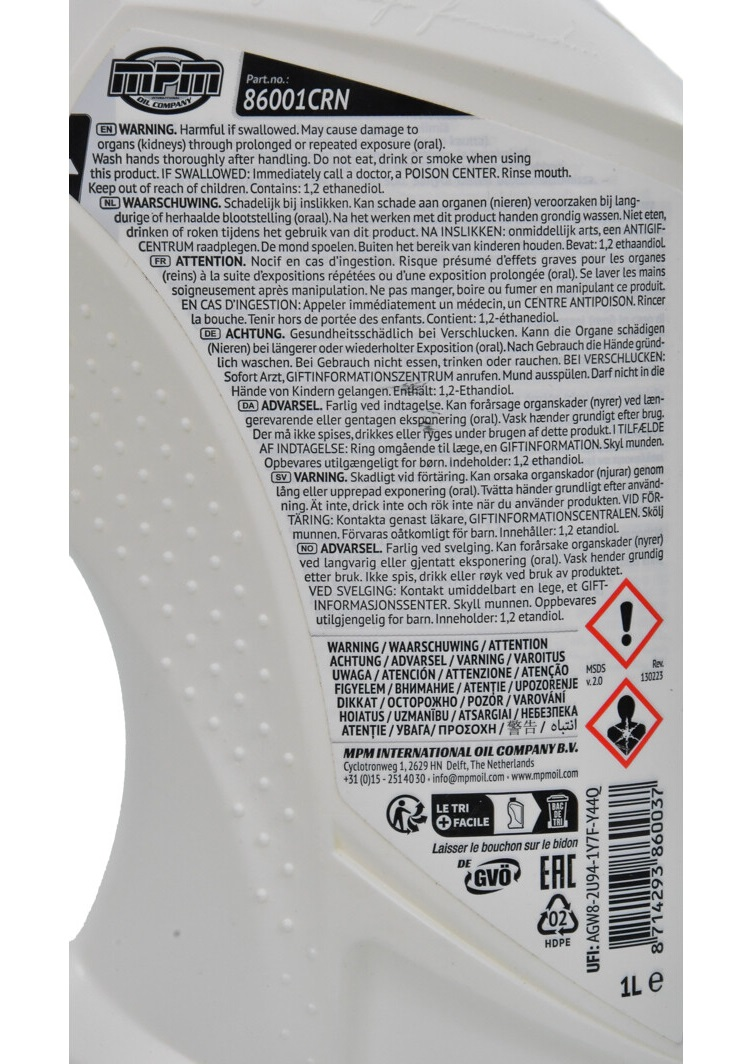 Антифриз MPM Premium Longlife Renault/Nissan жовтий -40°C 1л (86001CRN)фото