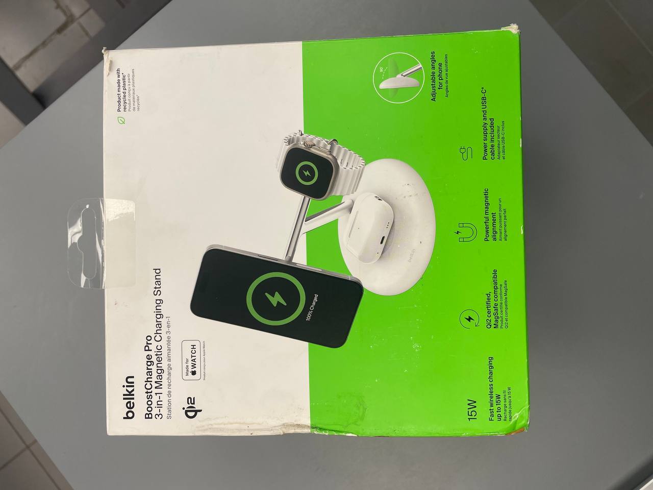 Беспроводное зарядное устройство Belkin 3in1 Magnetic Qi2 15Вт, White (WIZ023VFWH) фото 