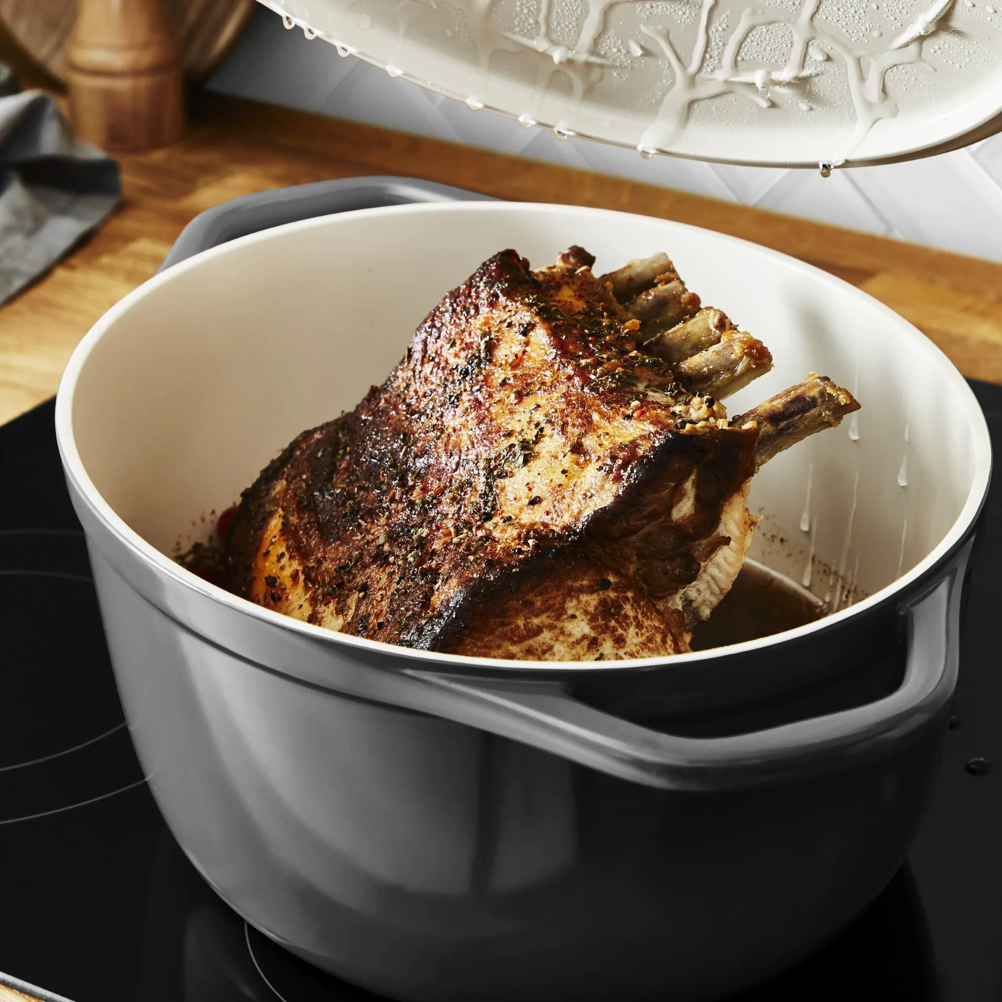 Кастрюля TEFAL Air с крышкой, 5,7 л, алюминий, черный фото 