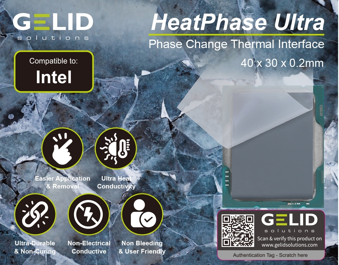 Термопрокладка Gelid Solutions HeatPhase Ultra for Intel CPU (PH-GC-02-I) фото