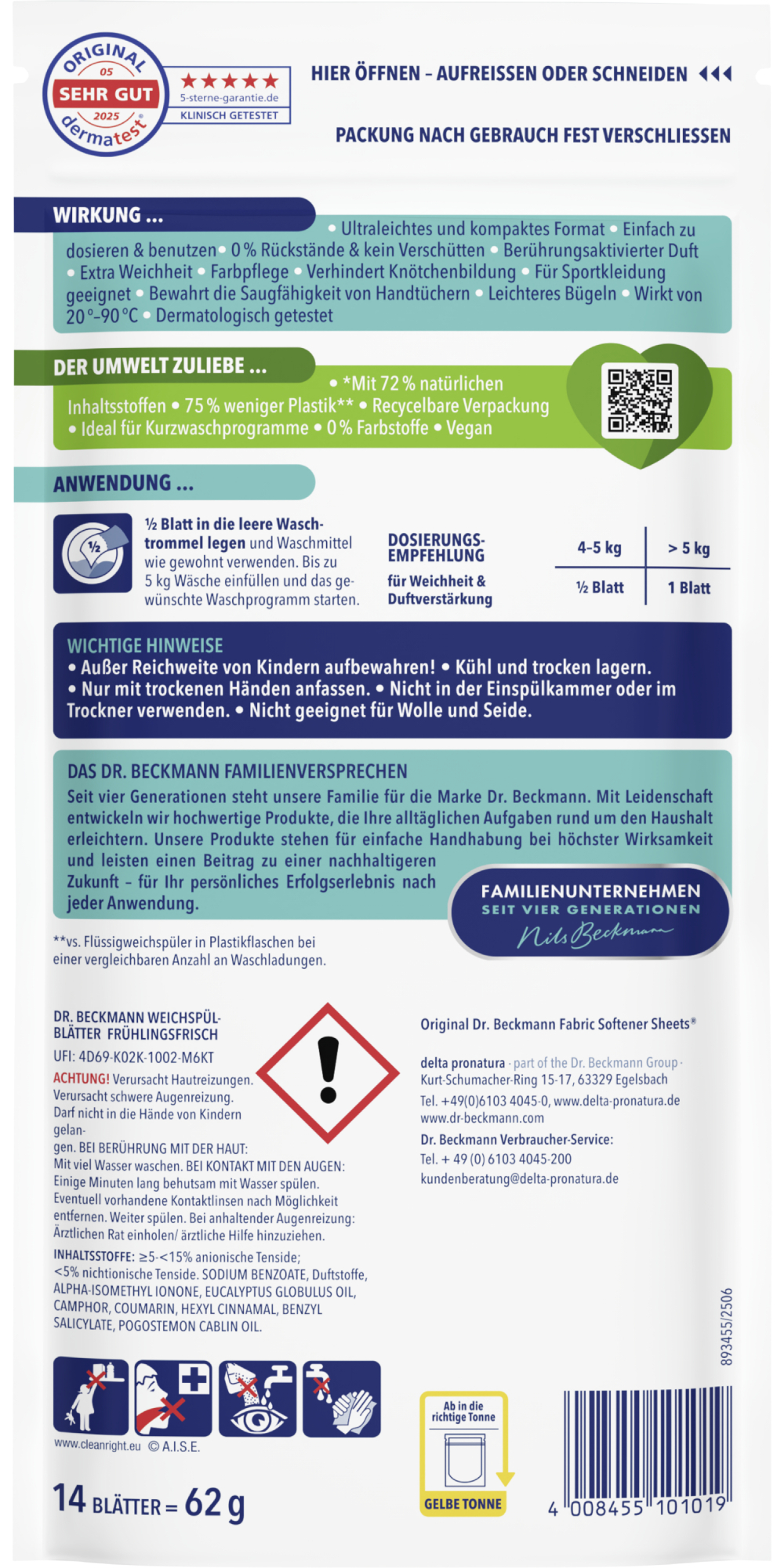 Розчинна серветка-ополіскувач для білизни Dr.Beckmann Magic Leaves Квіткова Свіжість 14 штфото