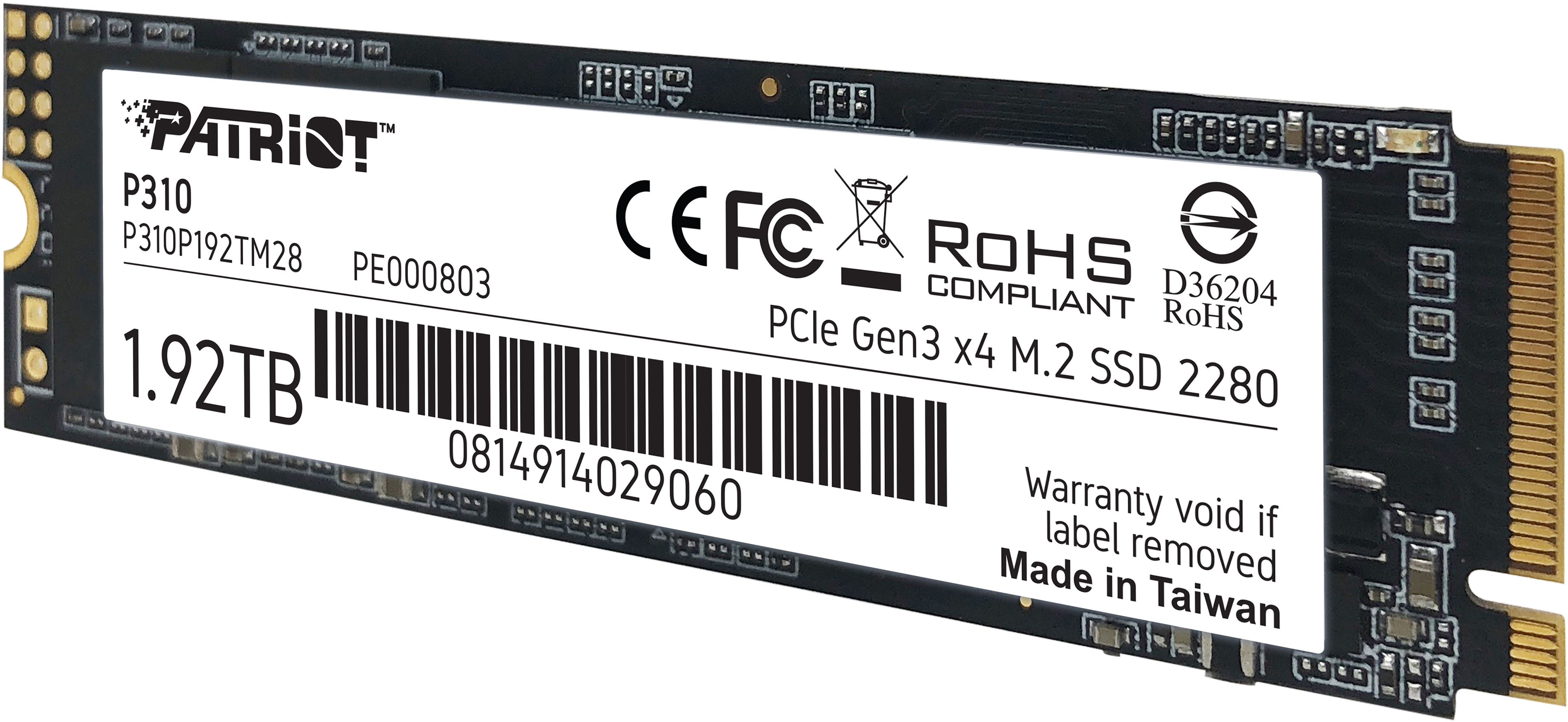 SSD накопитель Patriot M.2 2280 1.92TB (P310P192TM28) фото 