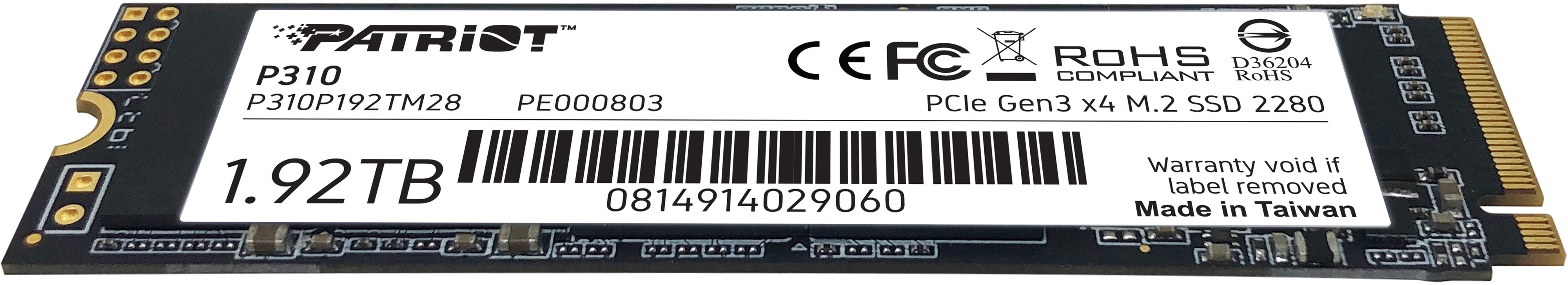 SSD накопитель Patriot M.2 2280 1.92TB (P310P192TM28) фото 