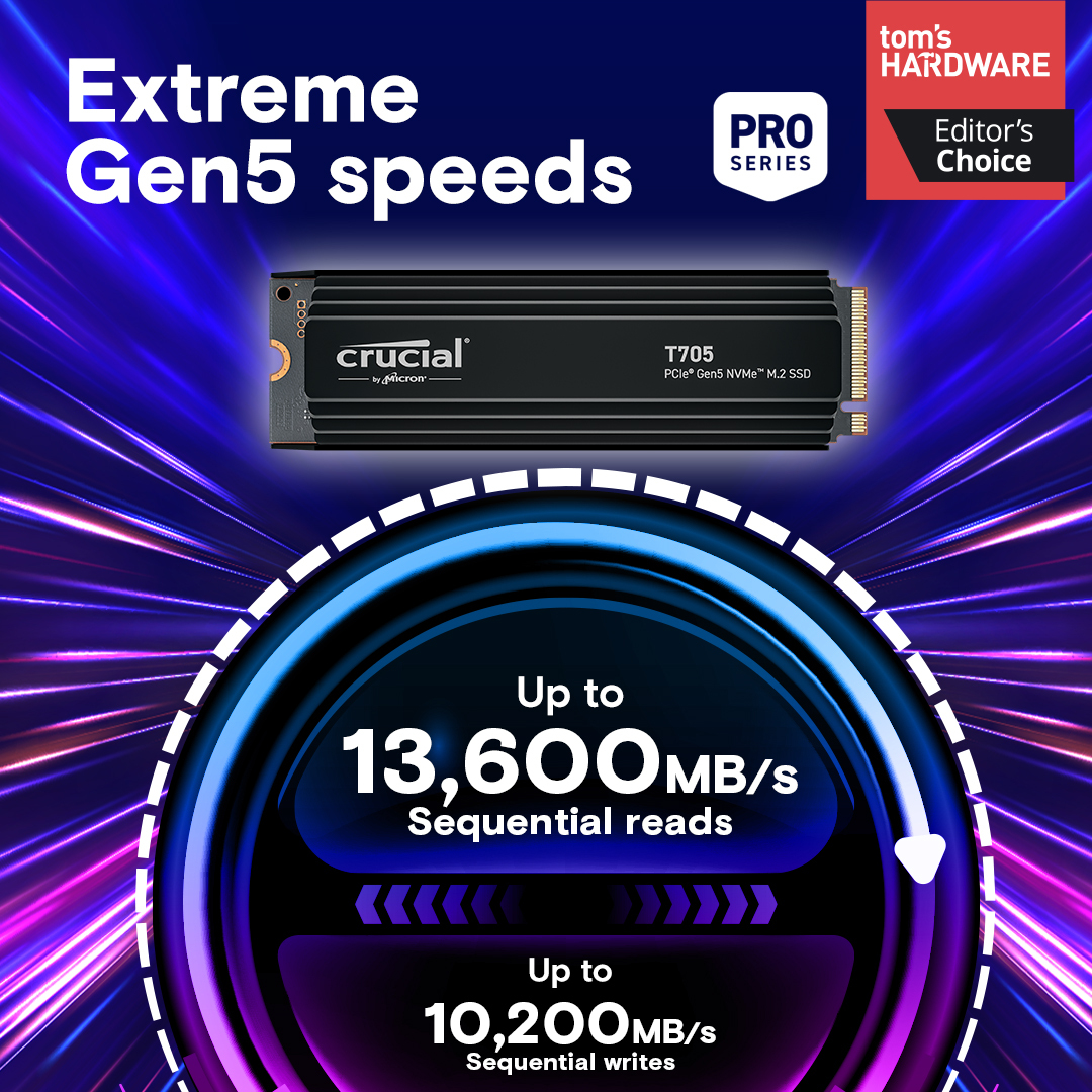 SSD накопичувач Micron M.2 2280 1TB T705 with Heatsink (CT1000T705SSD5)фото2