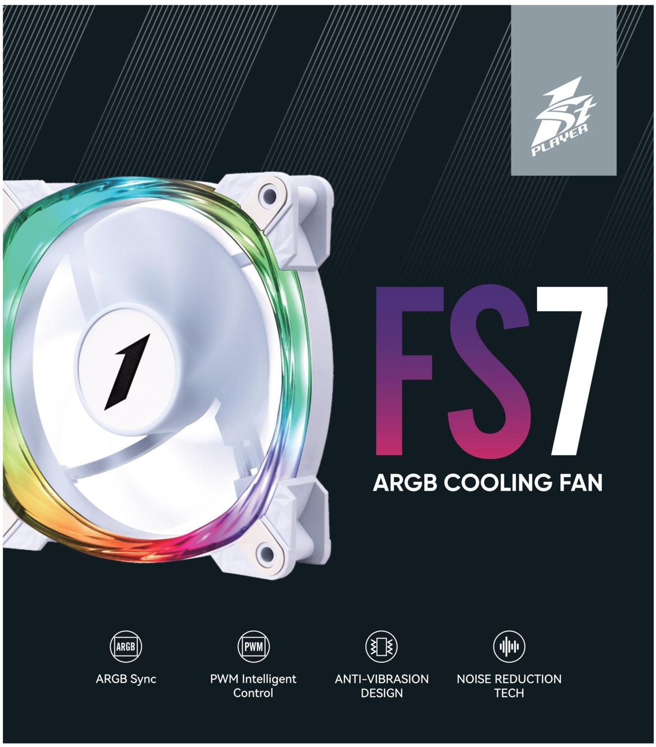Корпусный вентилятор 1stPlayer FS7 White (FS7-WH-1IN1) фото9