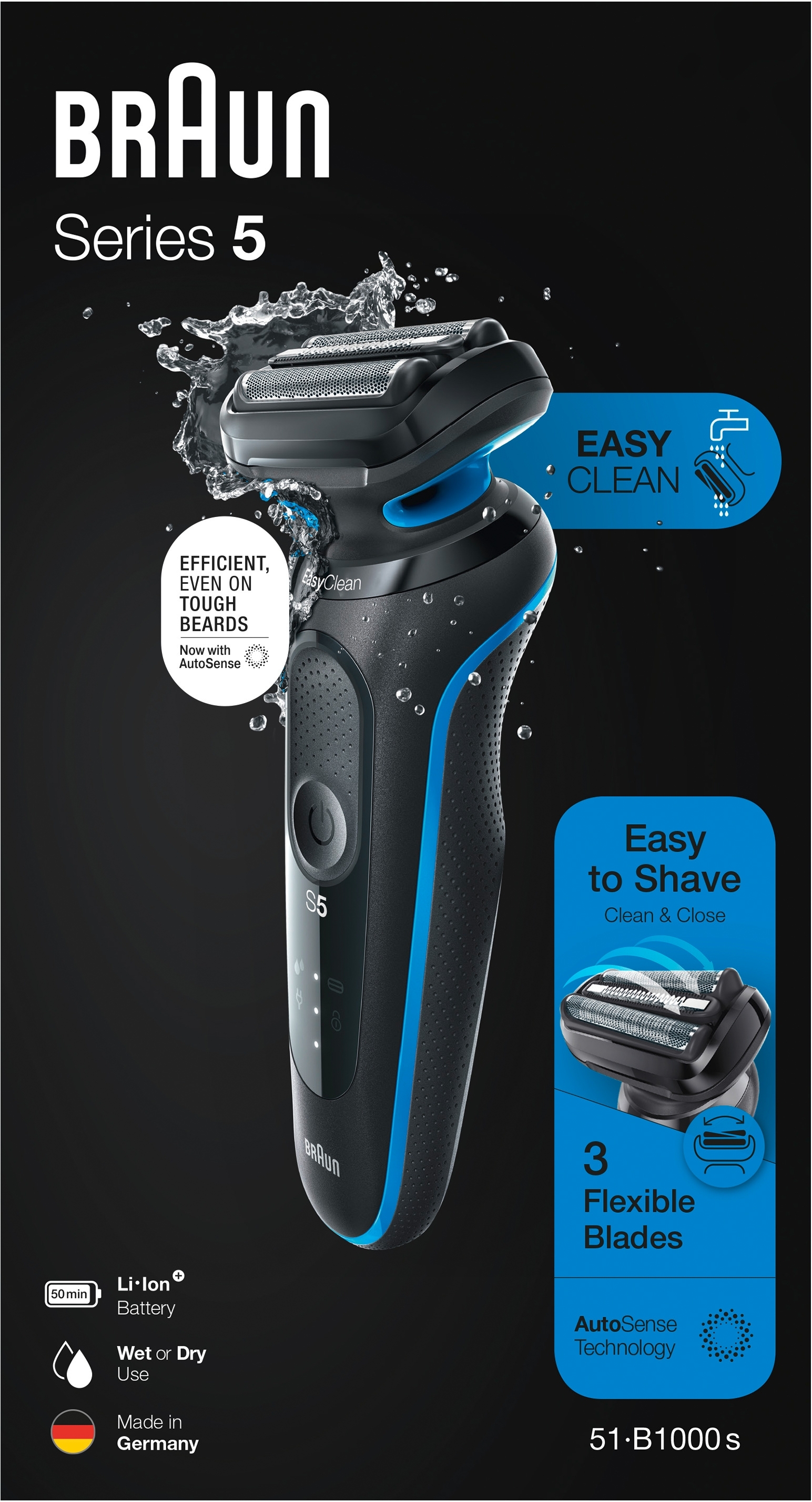 Електробритва Braun Series 5 51-B1000 Black/Blueфото4
