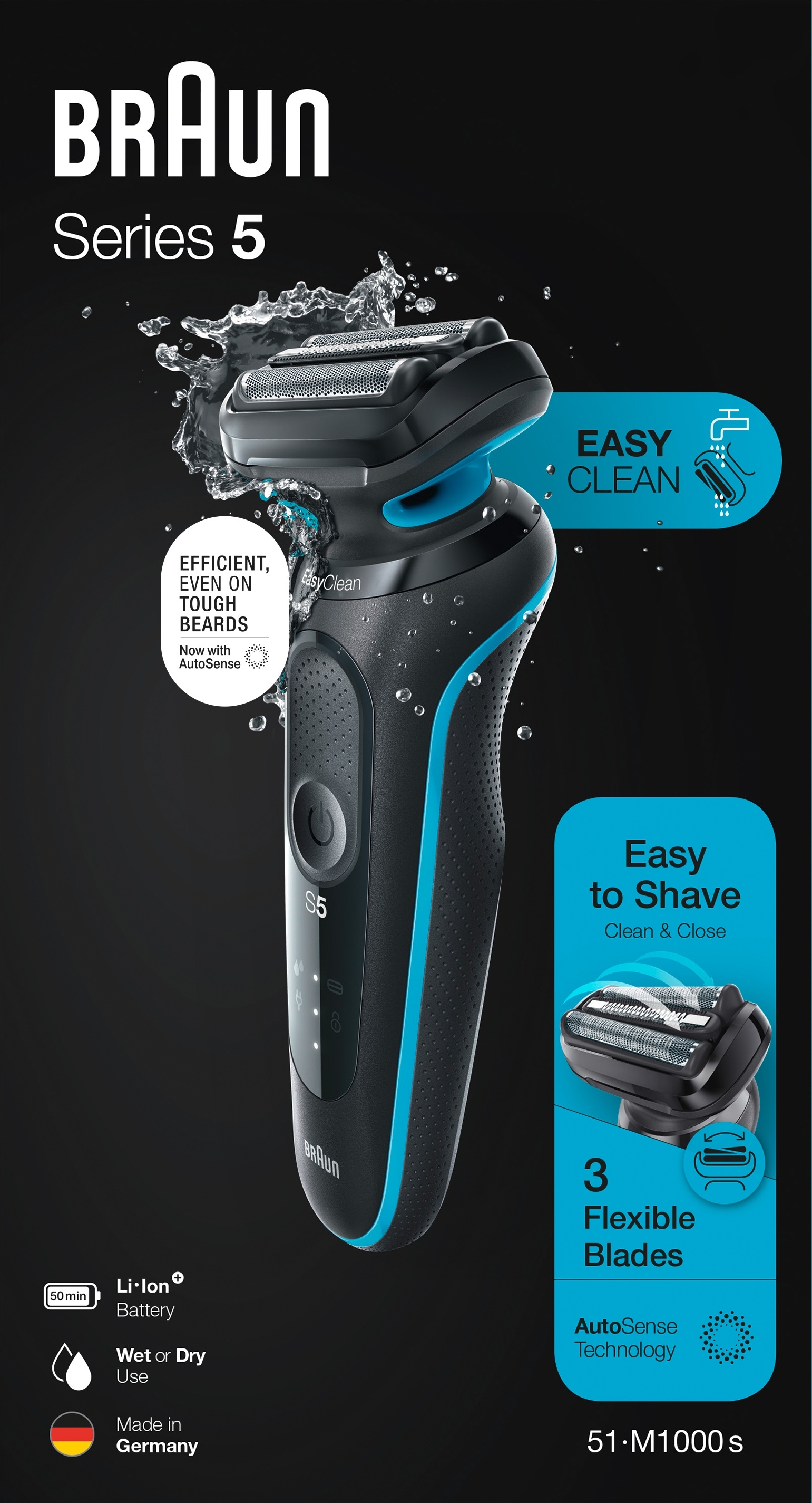 Електробритва Braun Series 5 51-M1000 Black/Mintфото5