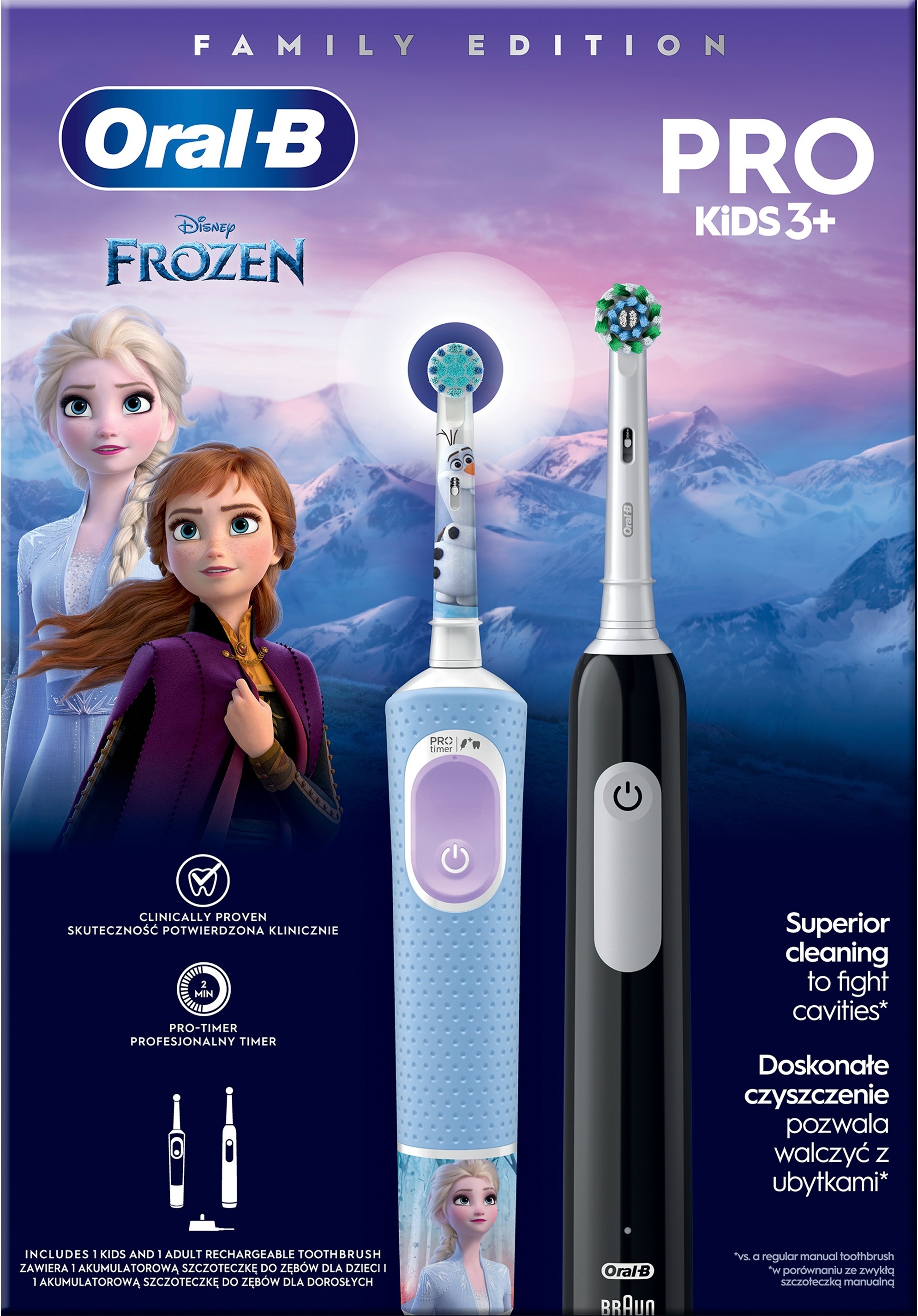 Зубная щетка Braun Oral-B D103 Frozen (3+) + Pro 1 D305 (Family Edition) фото 